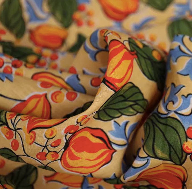 PERSIMMONS CAPRI LINEN print fabric