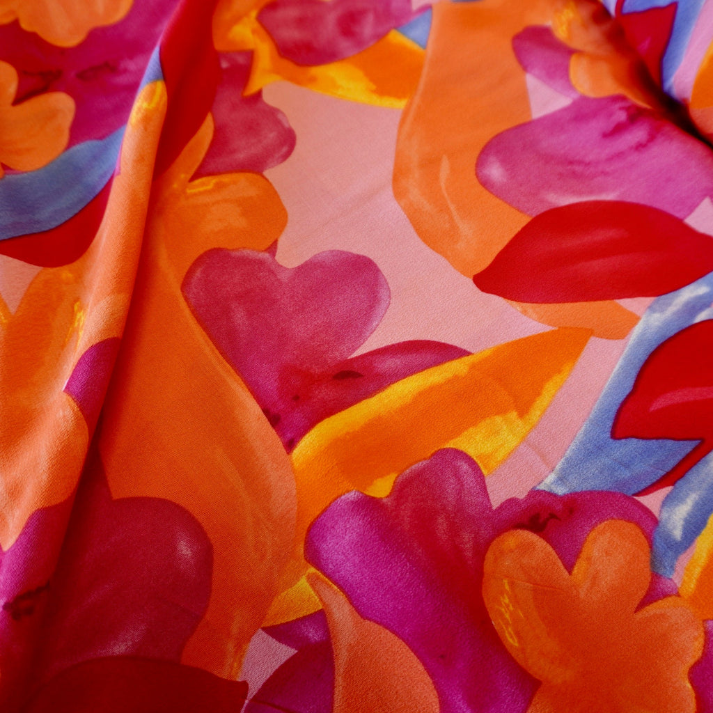 Tropical sunset dual crepe viscose fabric