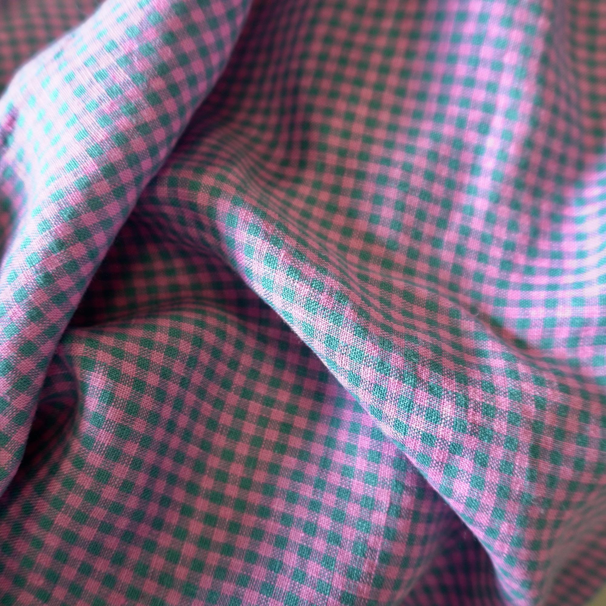 Washed Yarn dyed Linen gingham - blue lilac