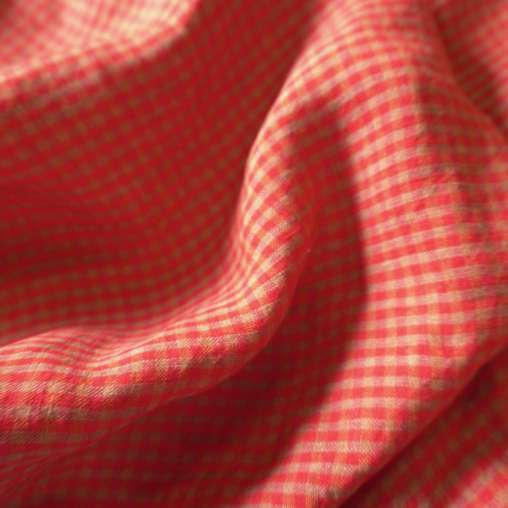 Washed Yarn dyed Linen gingham - Fire red