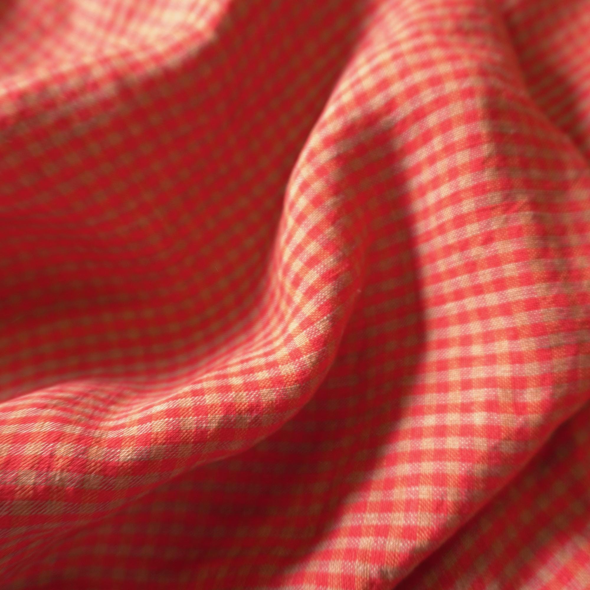 Washed Yarn dyed Linen gingham - Fire red