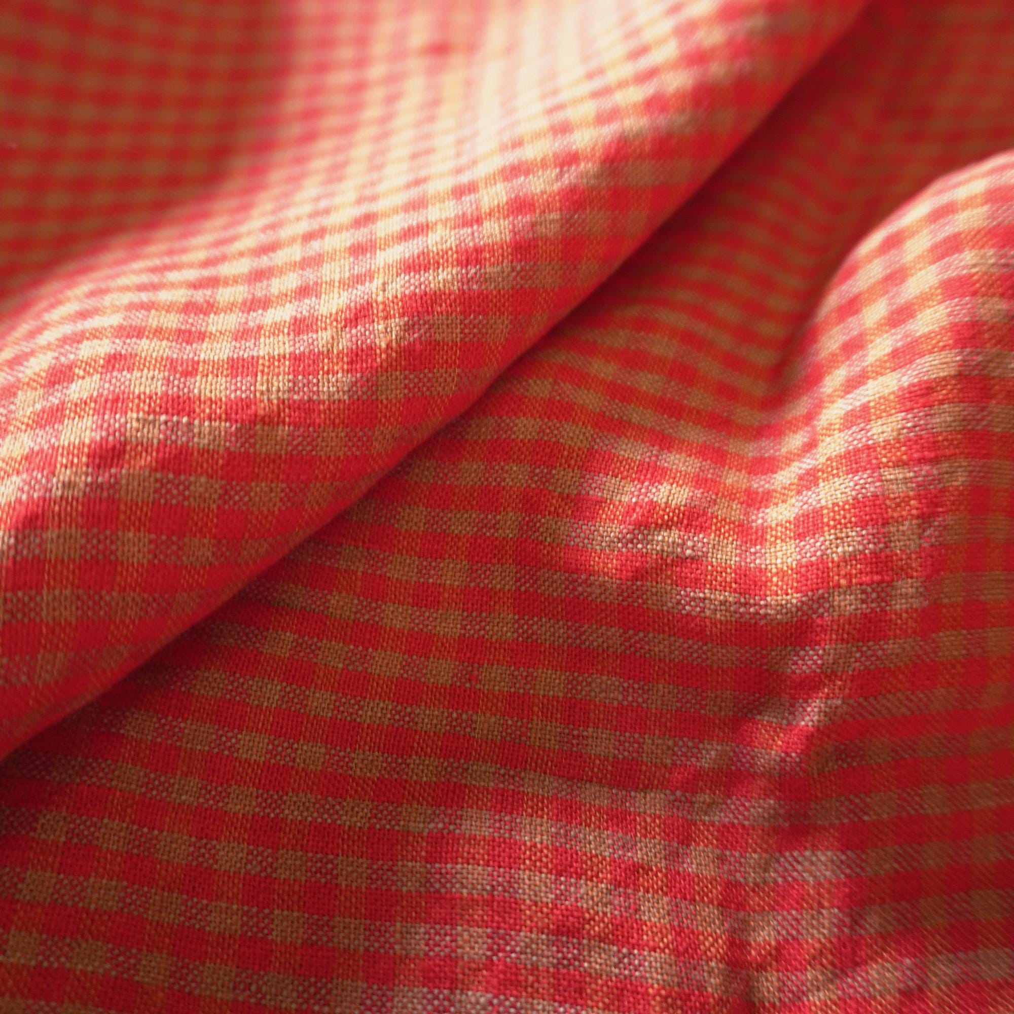 Washed Yarn dyed Linen gingham - Fire red