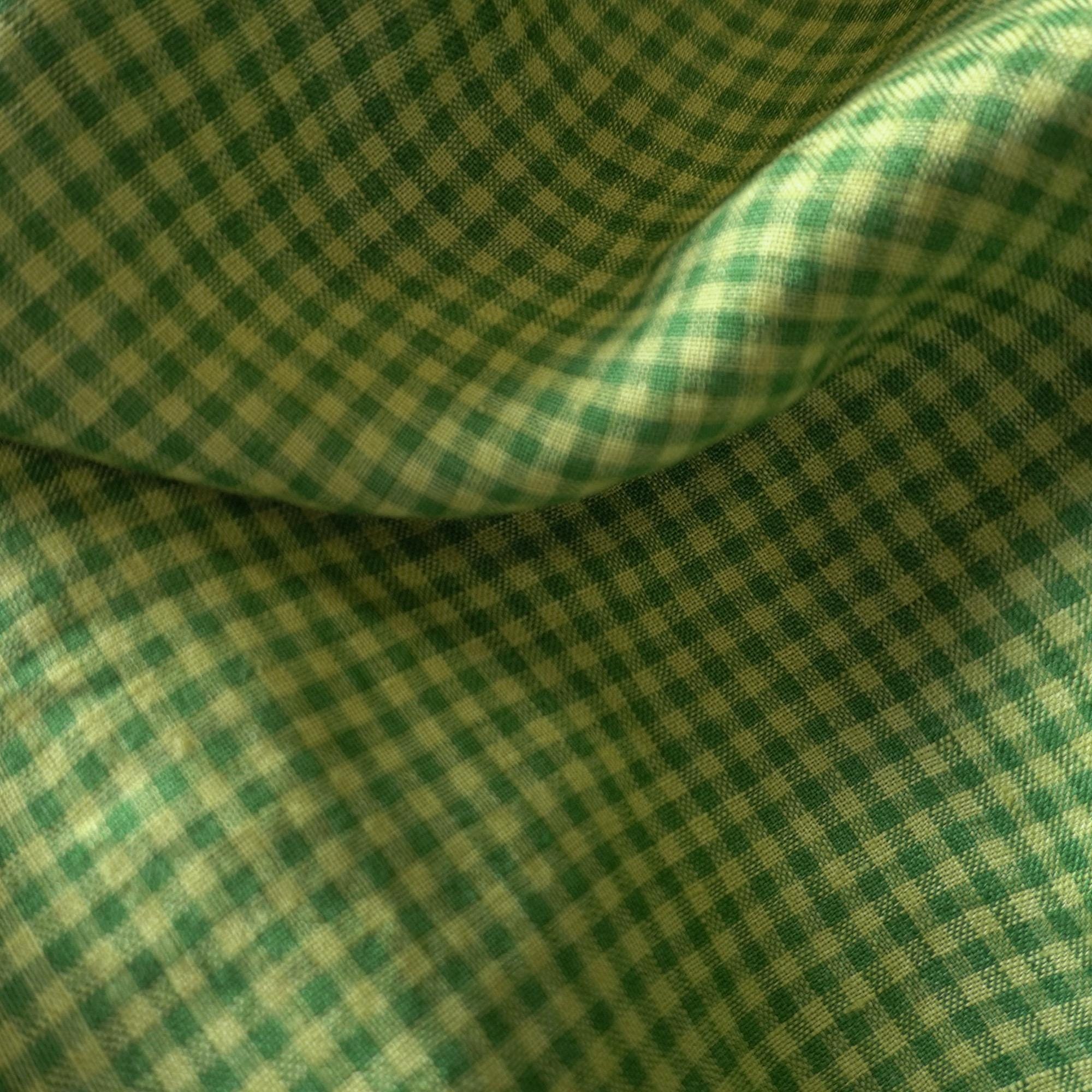 Washed Yarn dyed Linen gingham - Green