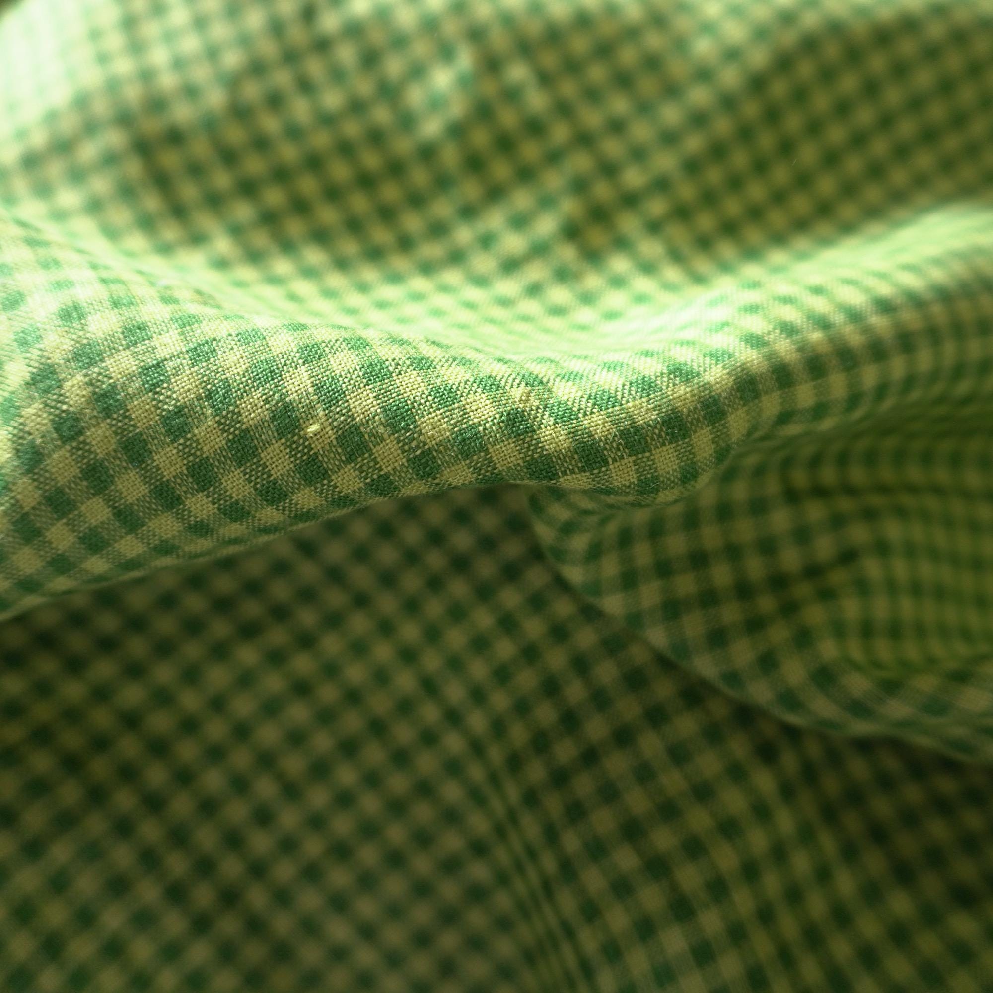 Washed Yarn dyed Linen gingham - Green