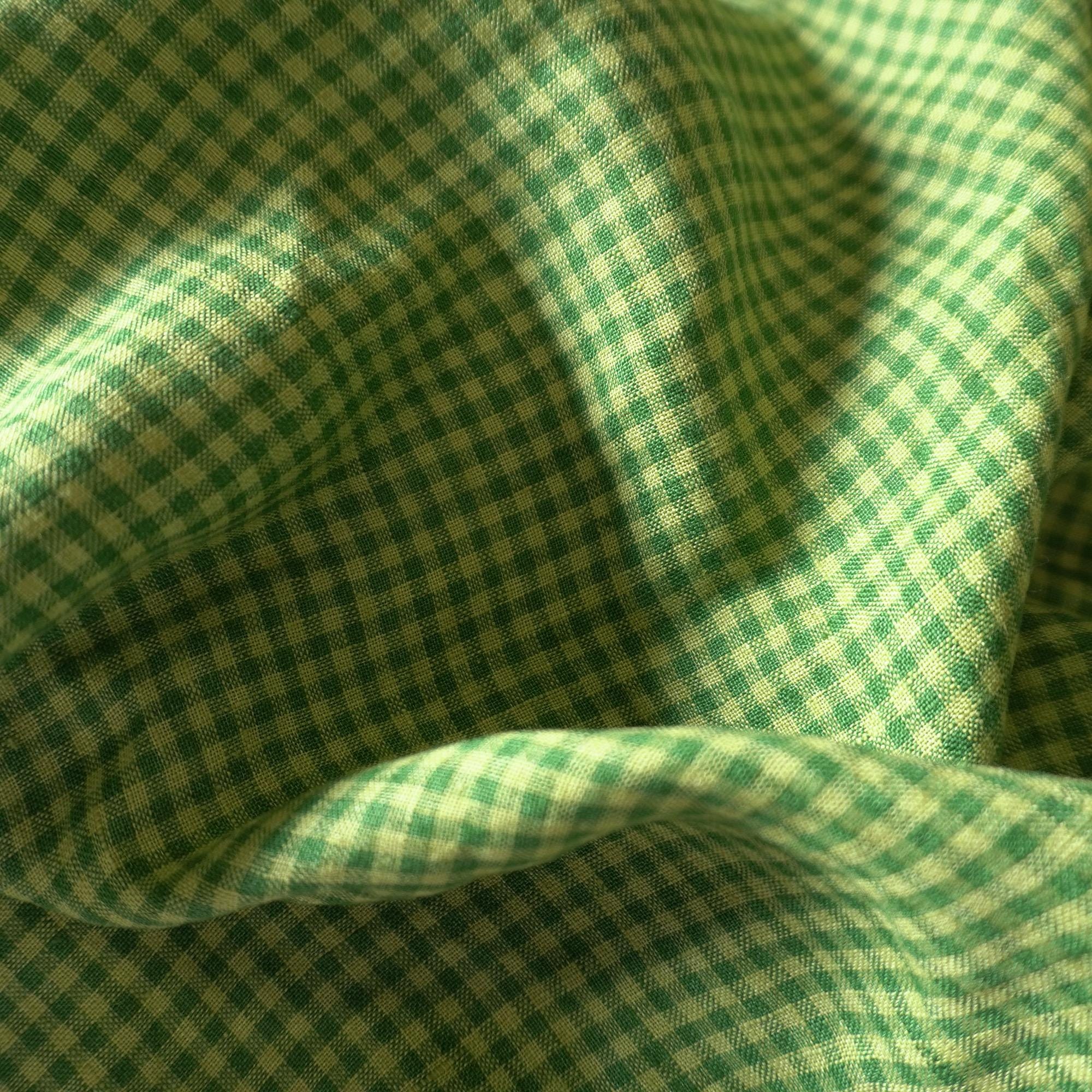 Washed Yarn dyed Linen gingham - Green