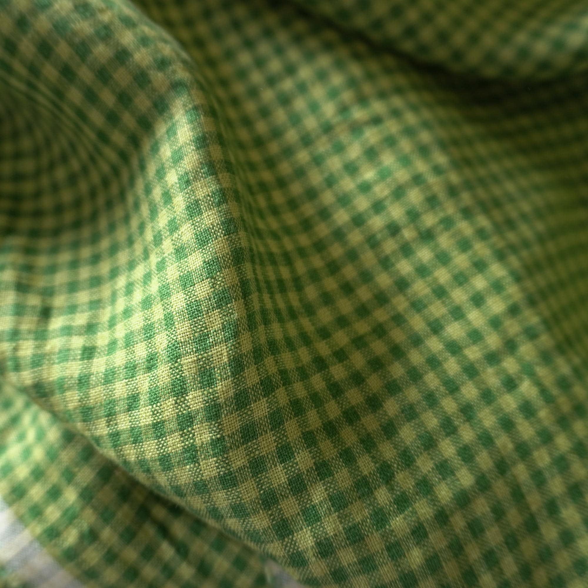 Washed Yarn dyed Linen gingham - Green