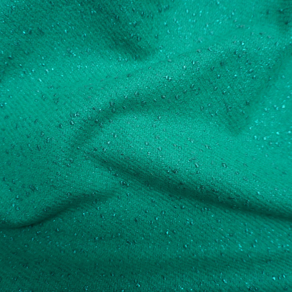 Wicked Green Gem Cashmere Wool Mix Jacquard Fabric