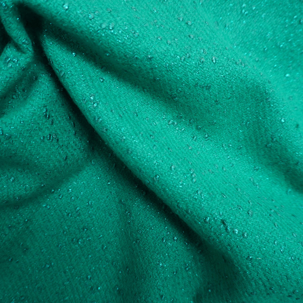 Wicked Green Gem Cashmere Wool Mix Jacquard Fabric
