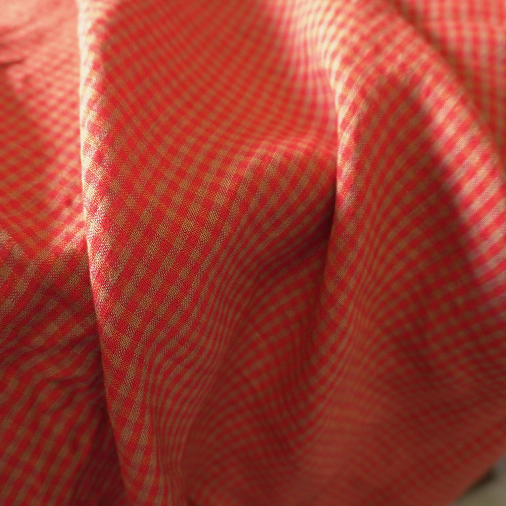 Washed Yarn dyed Linen gingham - Fire red