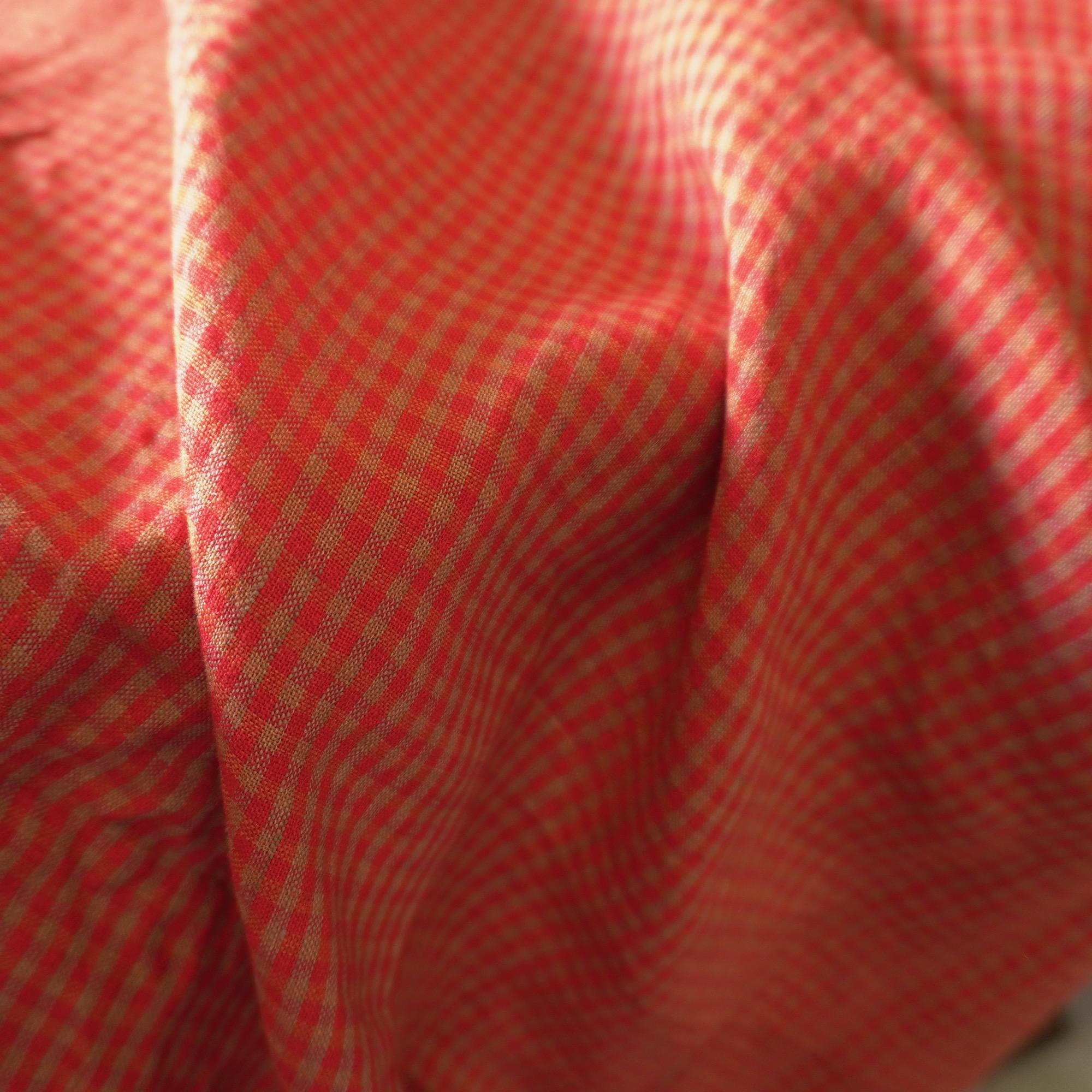 Washed Yarn dyed Linen gingham - Fire red