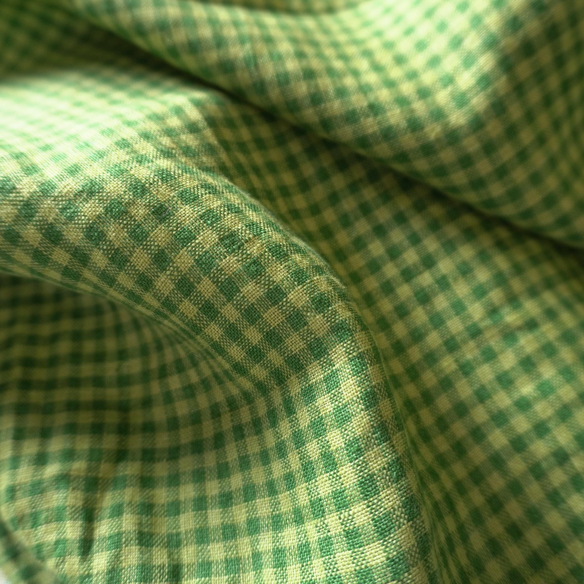 Washed Yarn dyed Linen gingham - Green