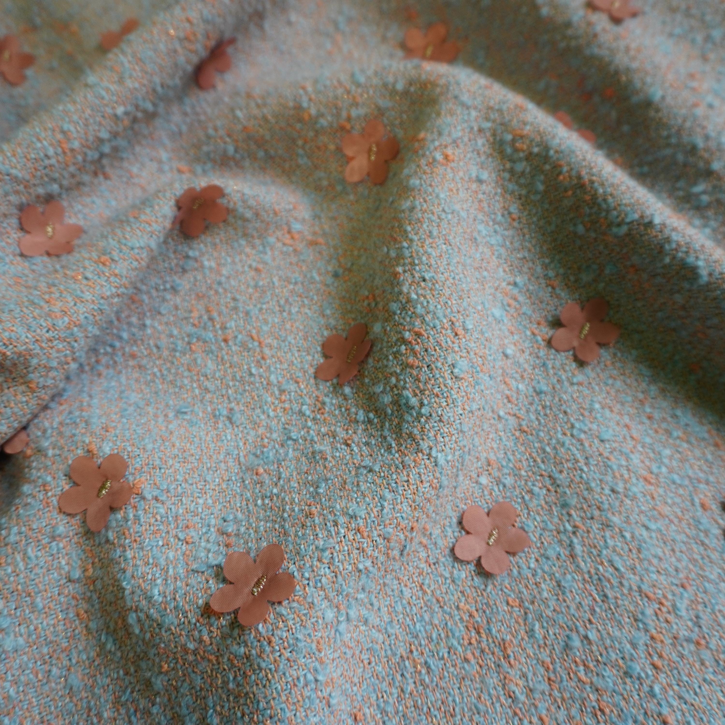 3D wool tweed coating jacquard fabric