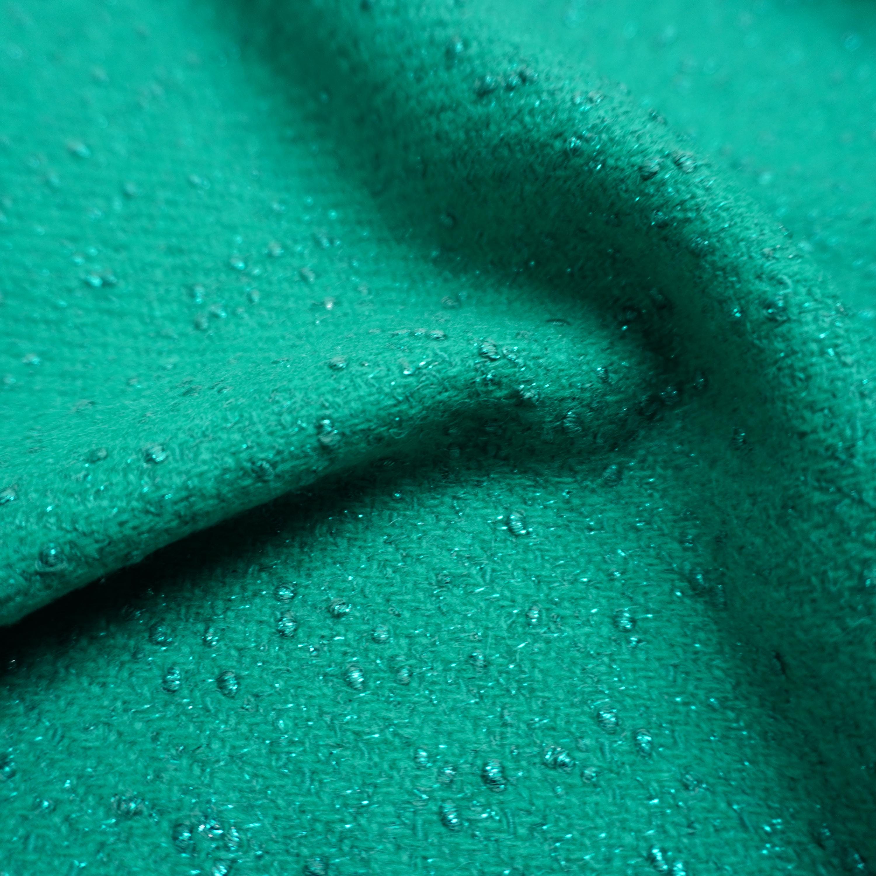 Wicked Green Gem Cashmere Wool Mix Jacquard Fabric