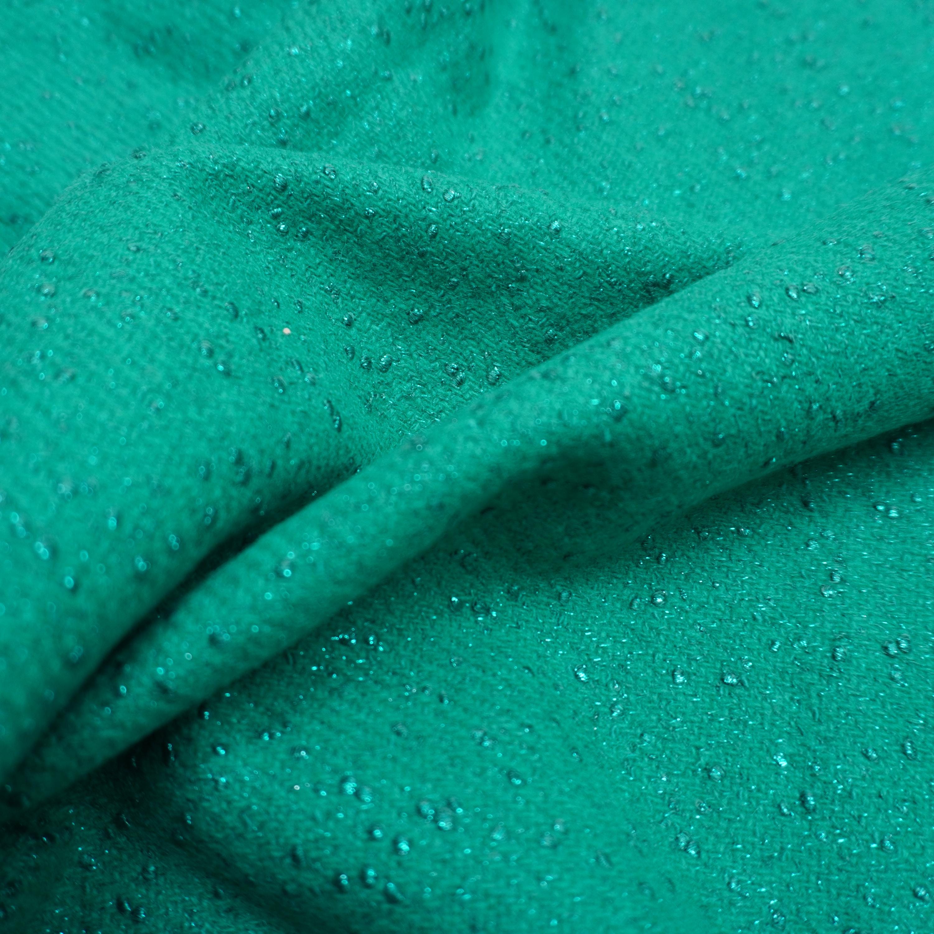 Wicked Green Gem Cashmere Wool Mix Jacquard Fabric