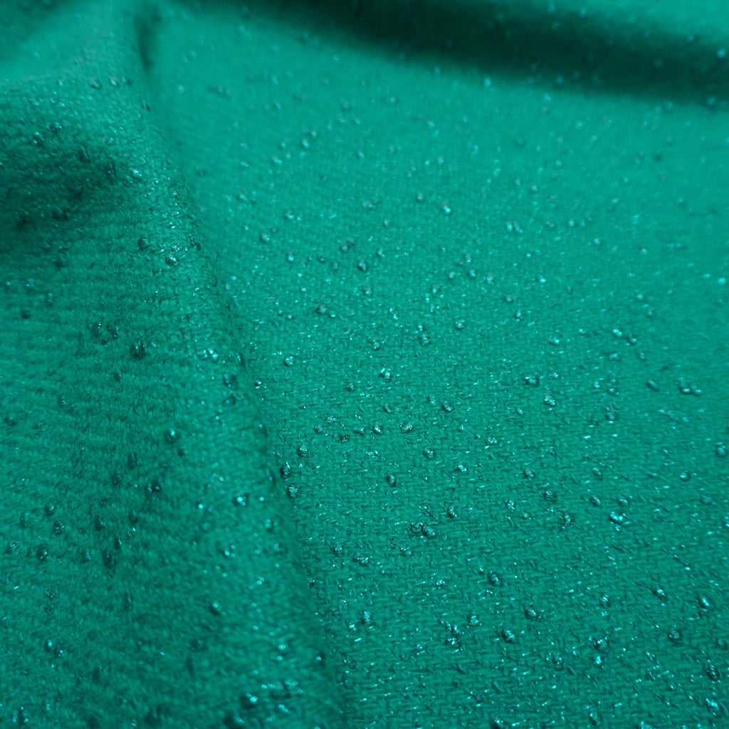 Wicked Green Gem Cashmere Wool Mix Jacquard Fabric
