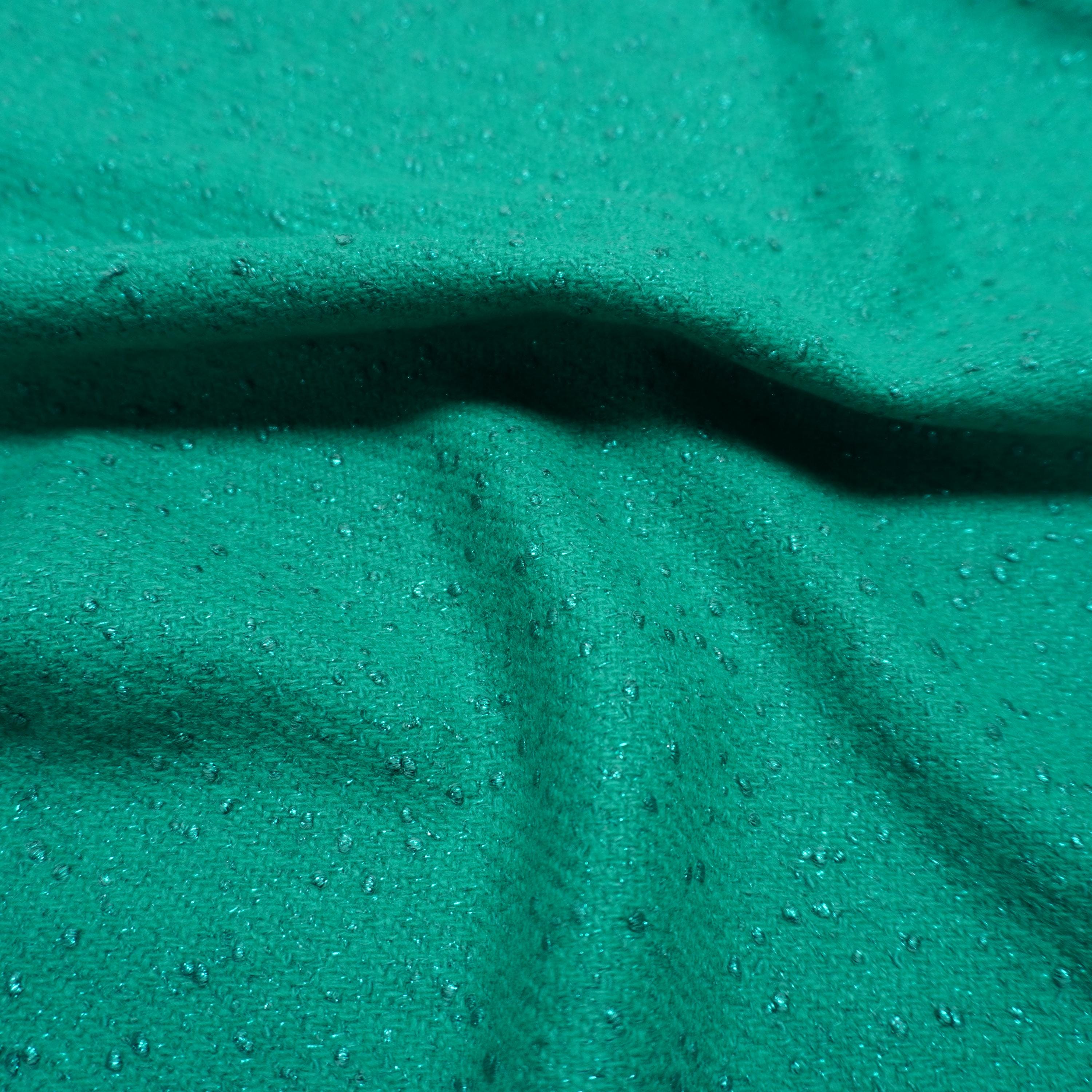 Wicked Green Gem Cashmere Wool Mix Jacquard Fabric