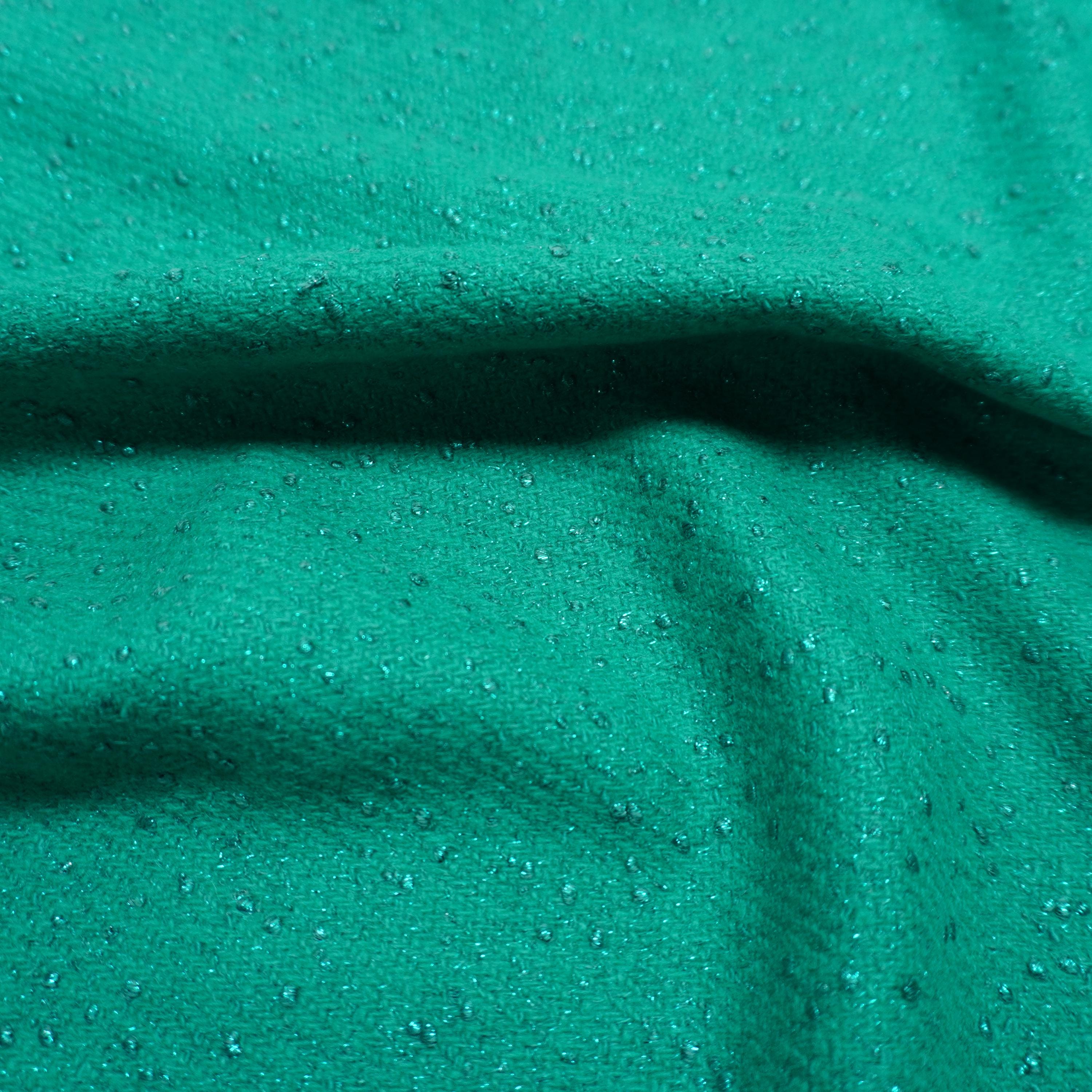 Wicked Green Gem Cashmere Wool Mix Jacquard Fabric
