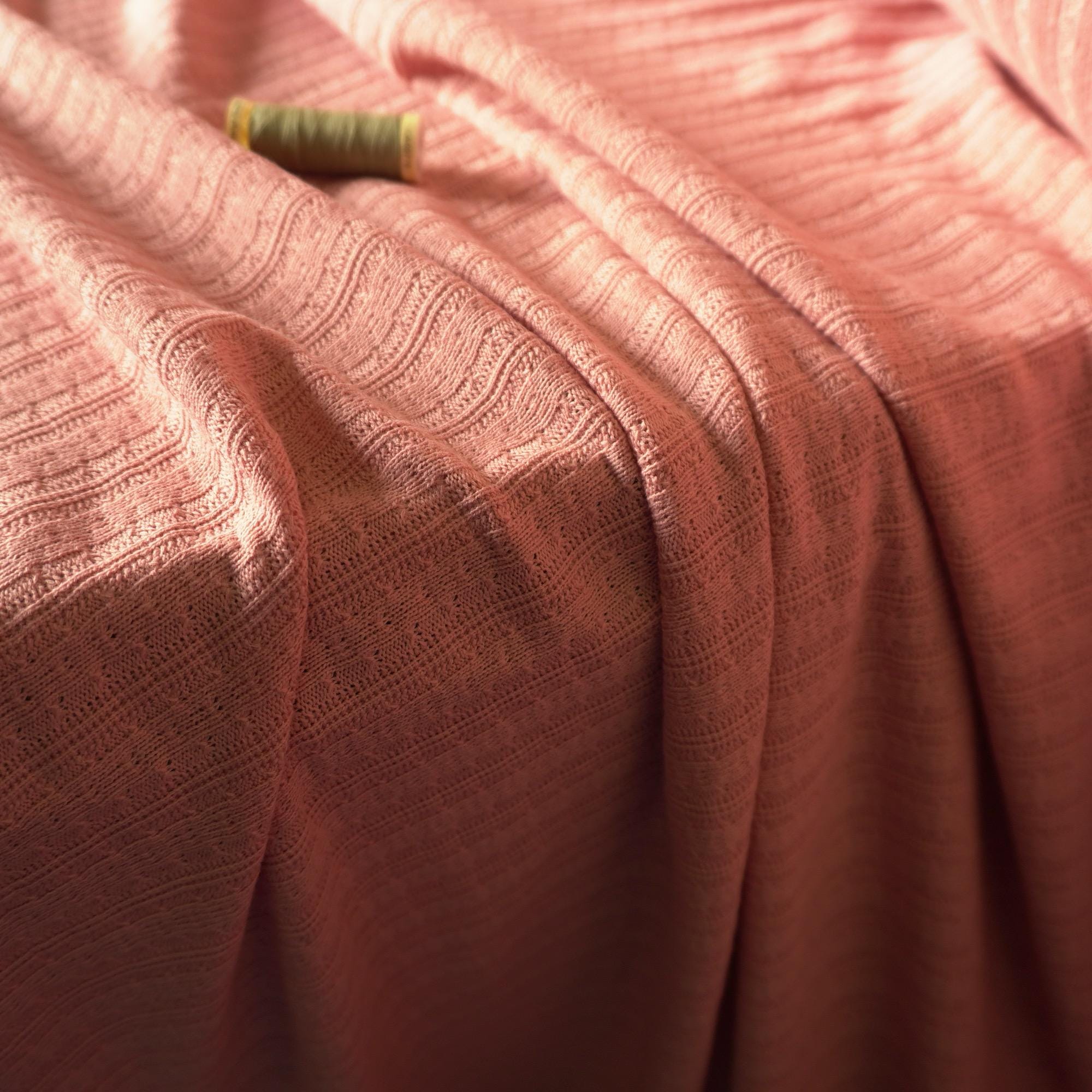 Knitted jacquard cotton fabric – coral