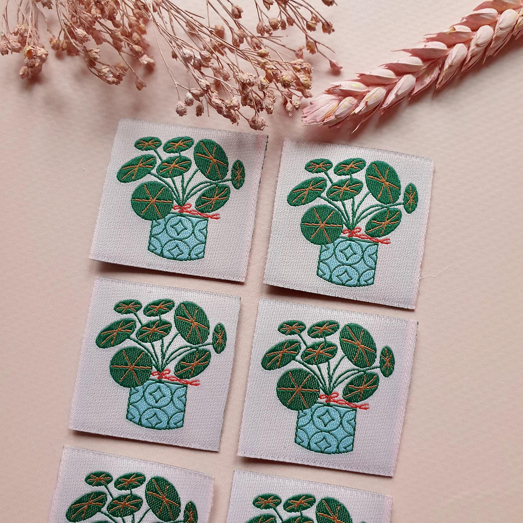 Lucky Penny Plant Embroidery Artist Labels, Pack of 6 | Sewing Labels | Garment Labels for Handmade Clothes | Sewing gifts