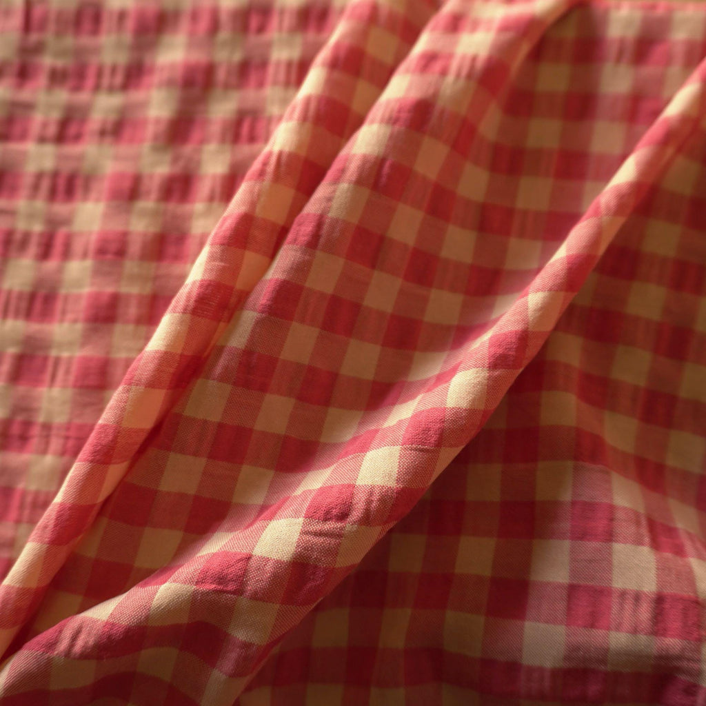 Yarn dyed cotton gingham bubble fabric
