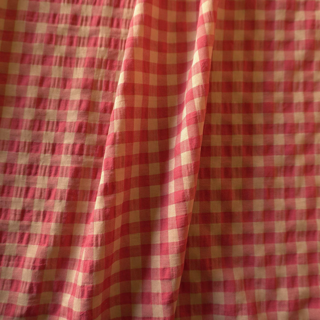 Yarn dyed cotton gingham bubble fabric