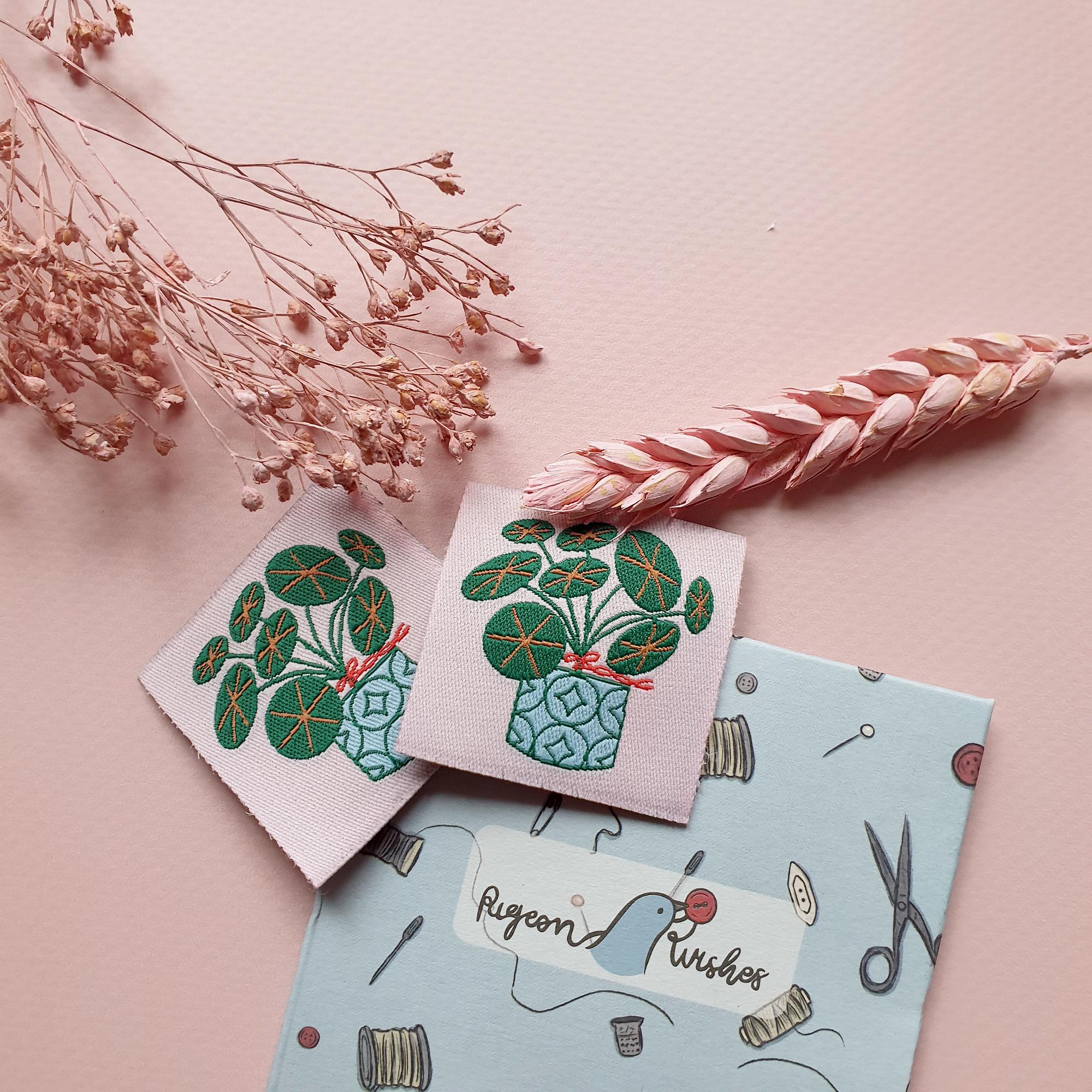 Lucky Penny Plant Embroidery Artist Labels, Pack of 6 | Sewing Labels | Garment Labels for Handmade Clothes | Sewing gifts