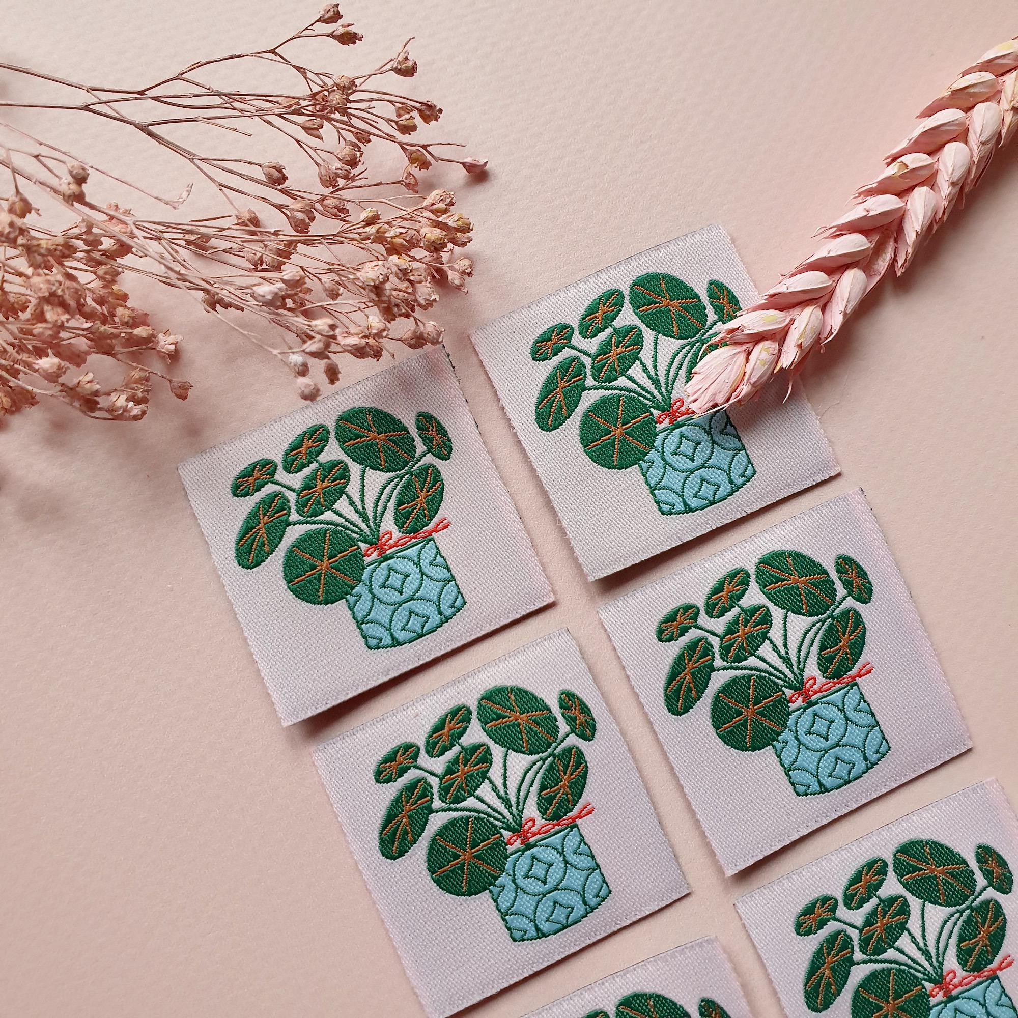 Lucky Penny Plant Embroidery Artist Labels, Pack of 6 | Sewing Labels | Garment Labels for Handmade Clothes | Sewing gifts