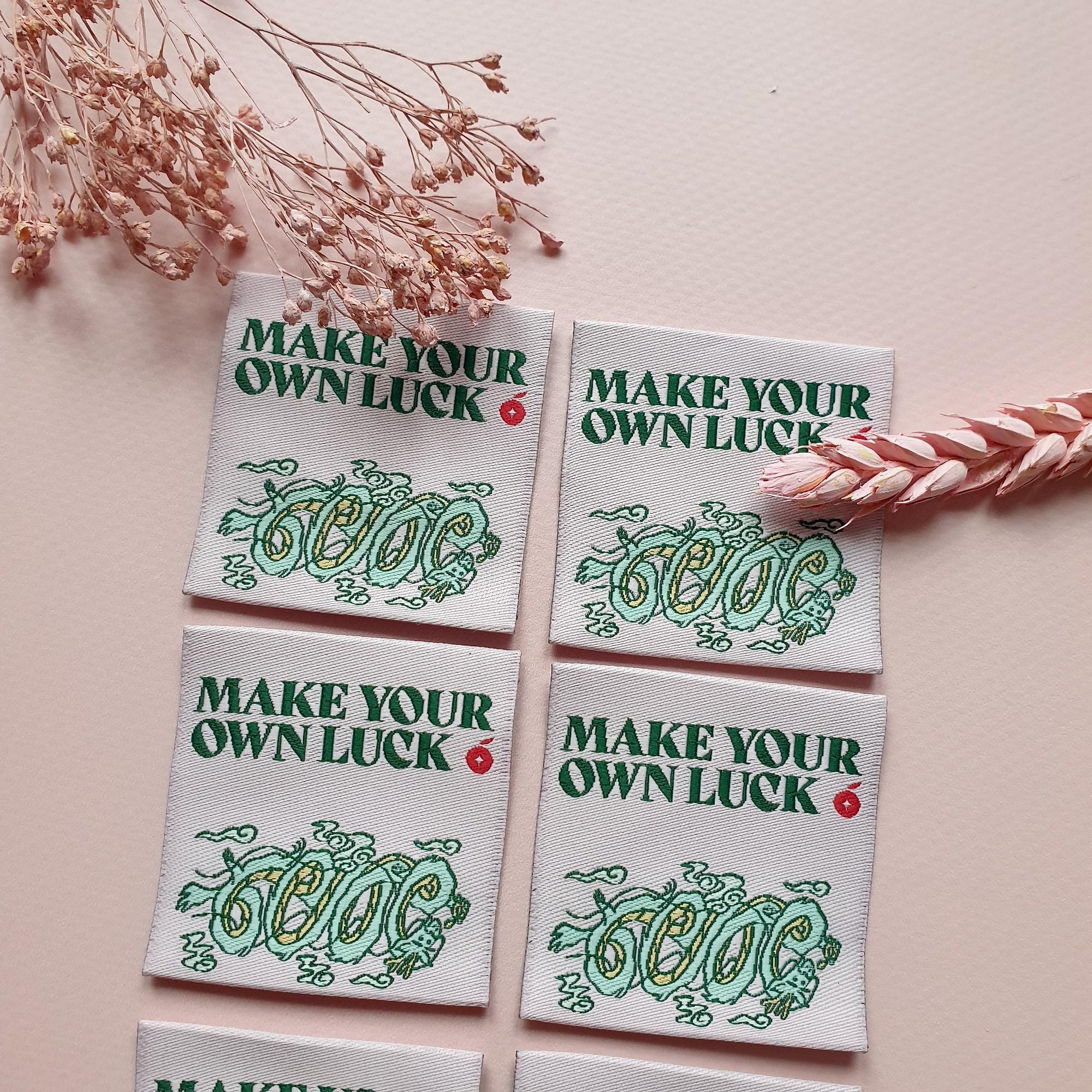Embroidered Dragon Sewing Labels, Lucky Charm Garment Tags (Pack of 6)
