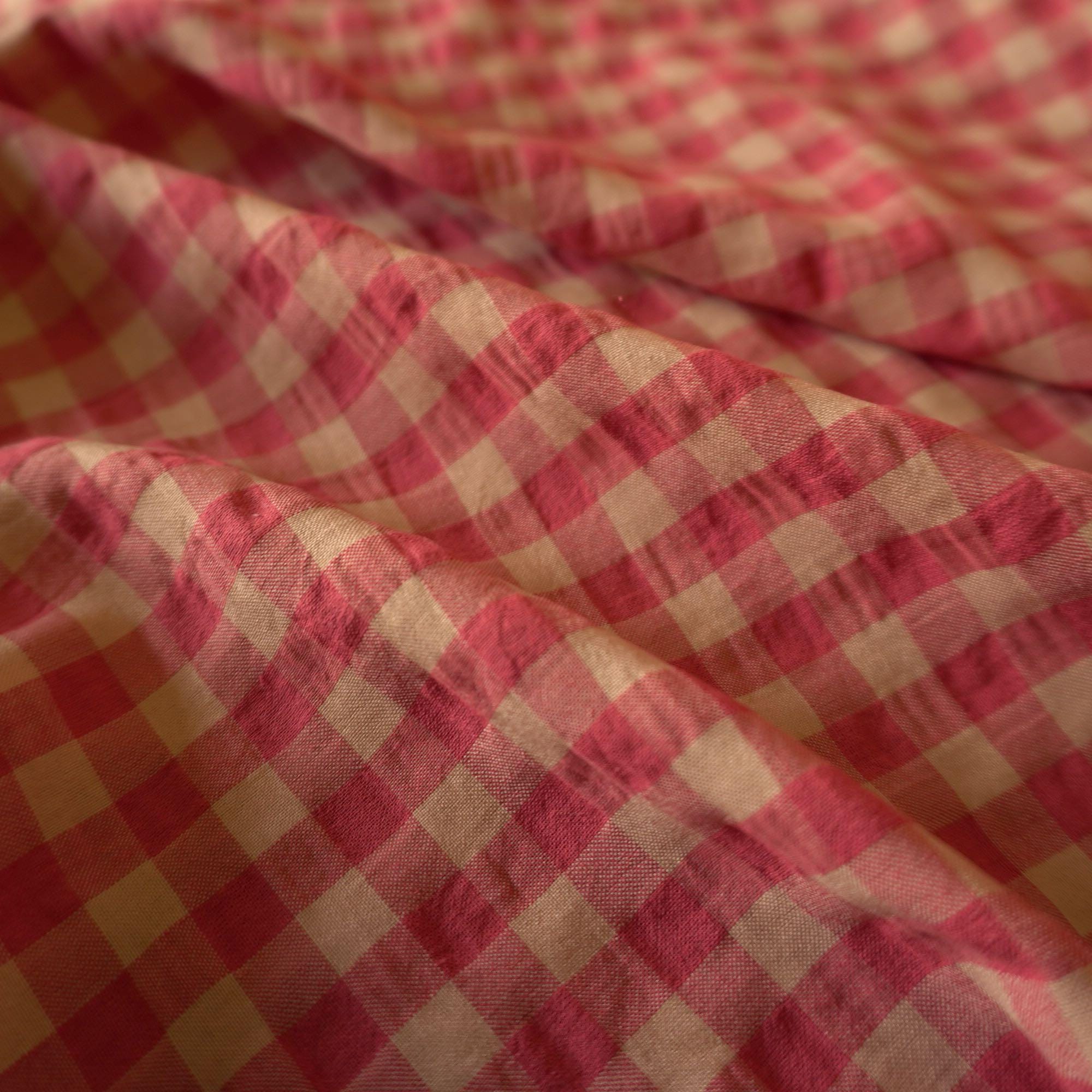 Yarn dyed cotton gingham bubble fabric
