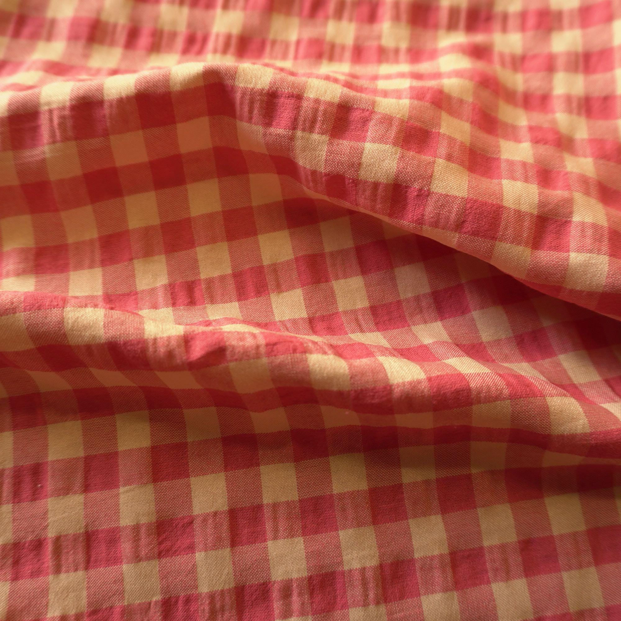 Yarn dyed cotton gingham bubble fabric