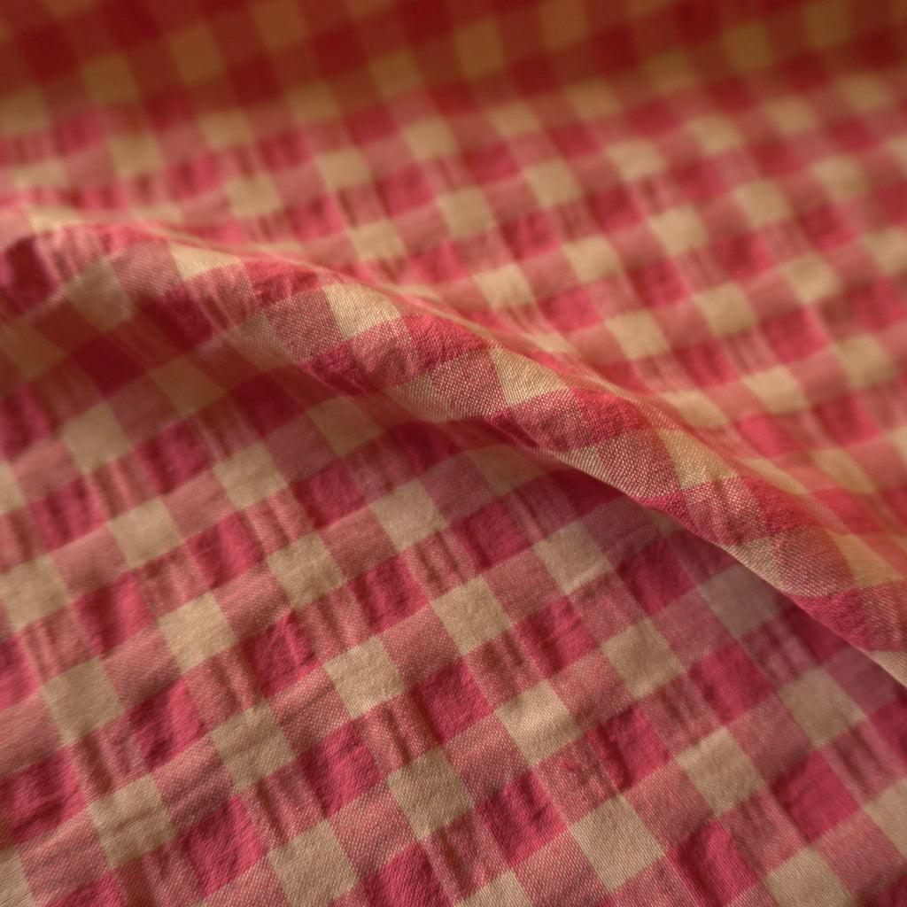 Yarn dyed cotton gingham bubble fabric