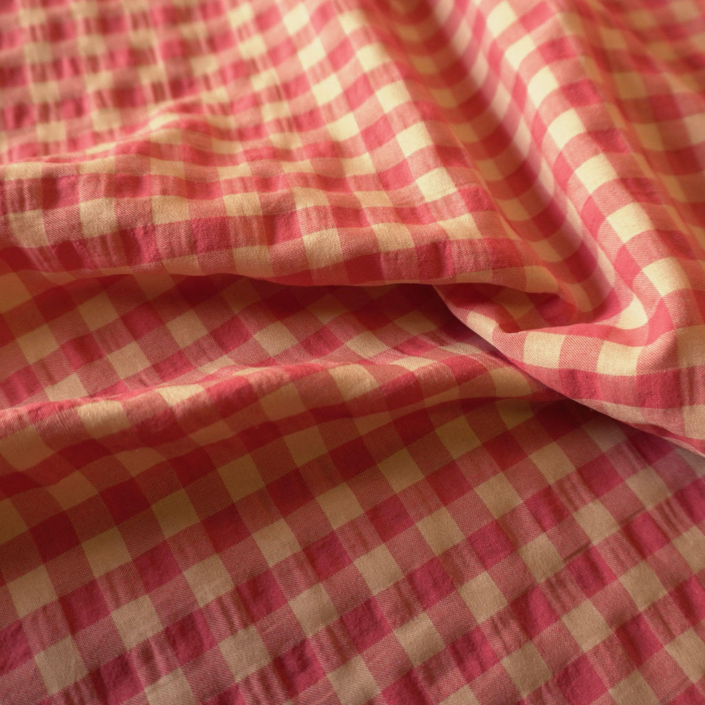 Yarn dyed cotton gingham bubble fabric