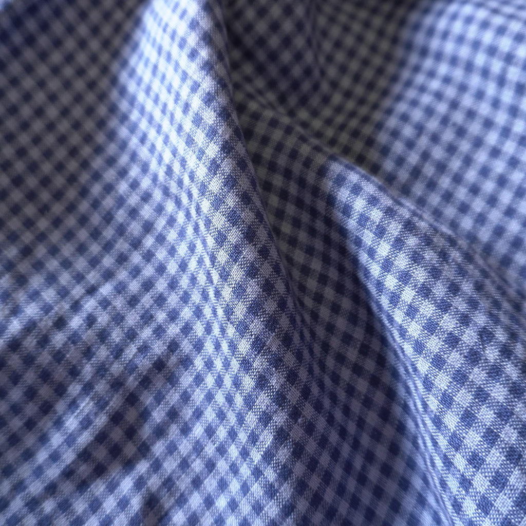 Washed Yarn dyed Linen gingham - Blue navy
