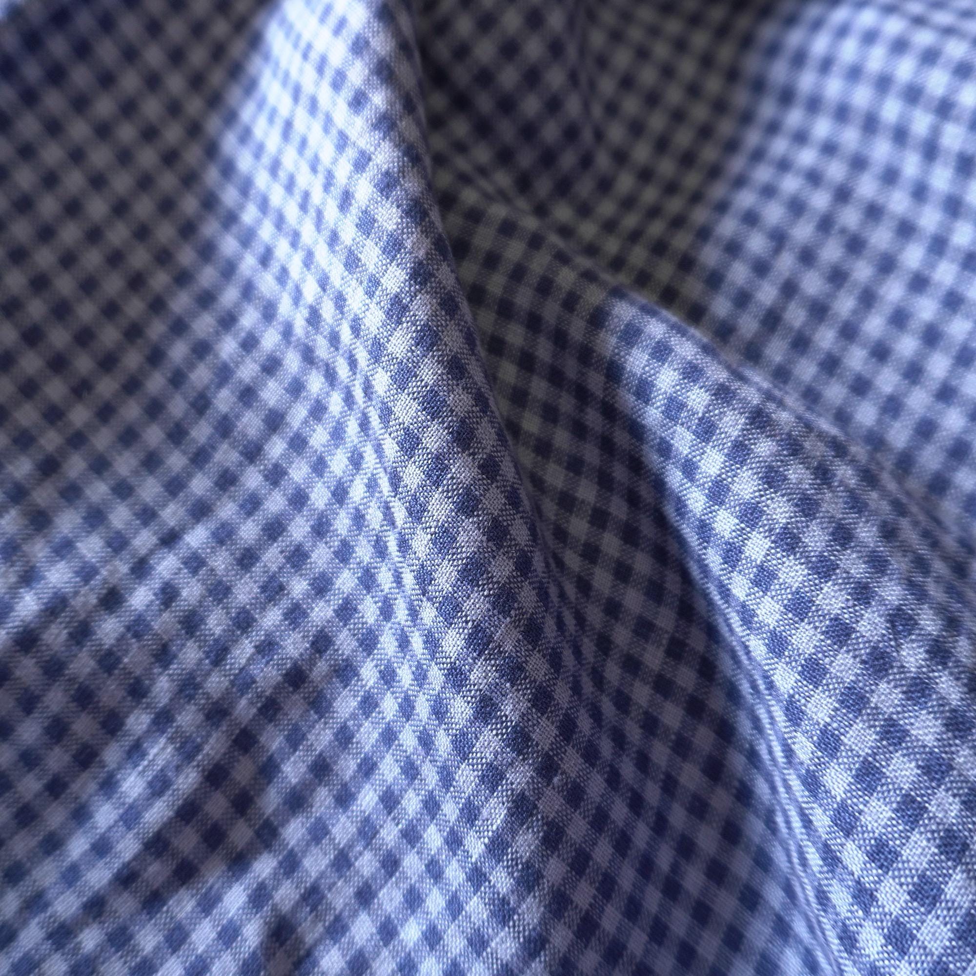 Washed Yarn dyed Linen gingham - Blue navy