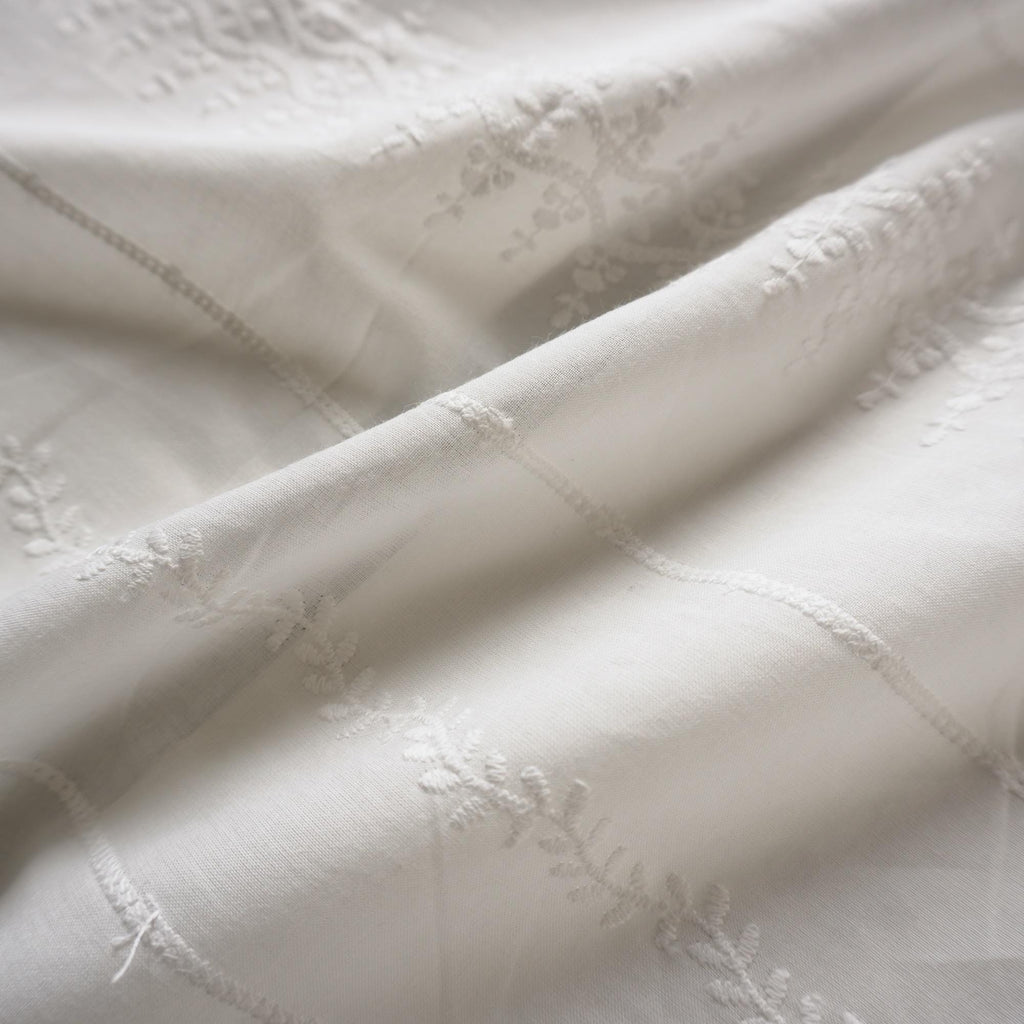 New Ivory White Cotton Embroidery Fabric