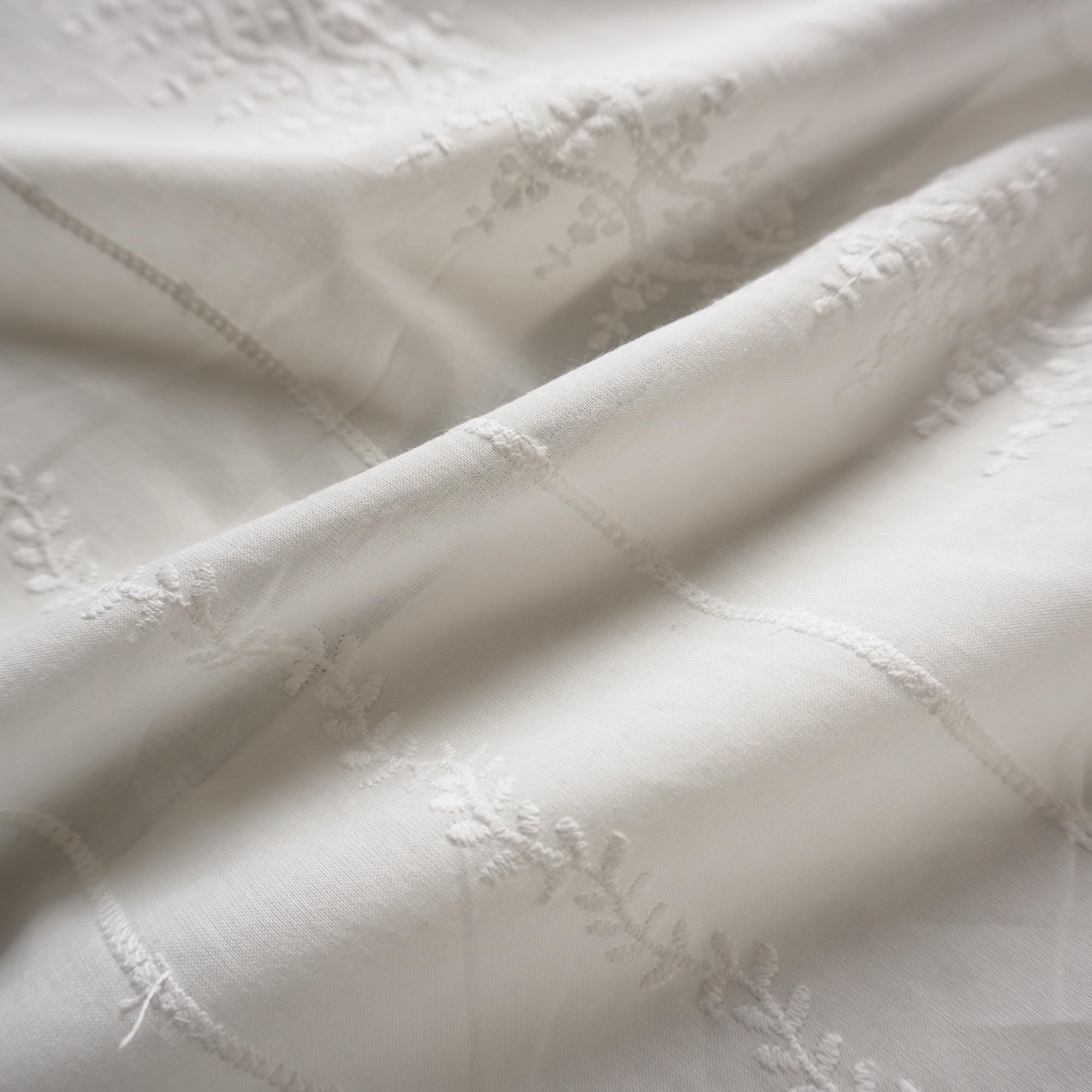 New Ivory White Cotton Embroidery Fabric