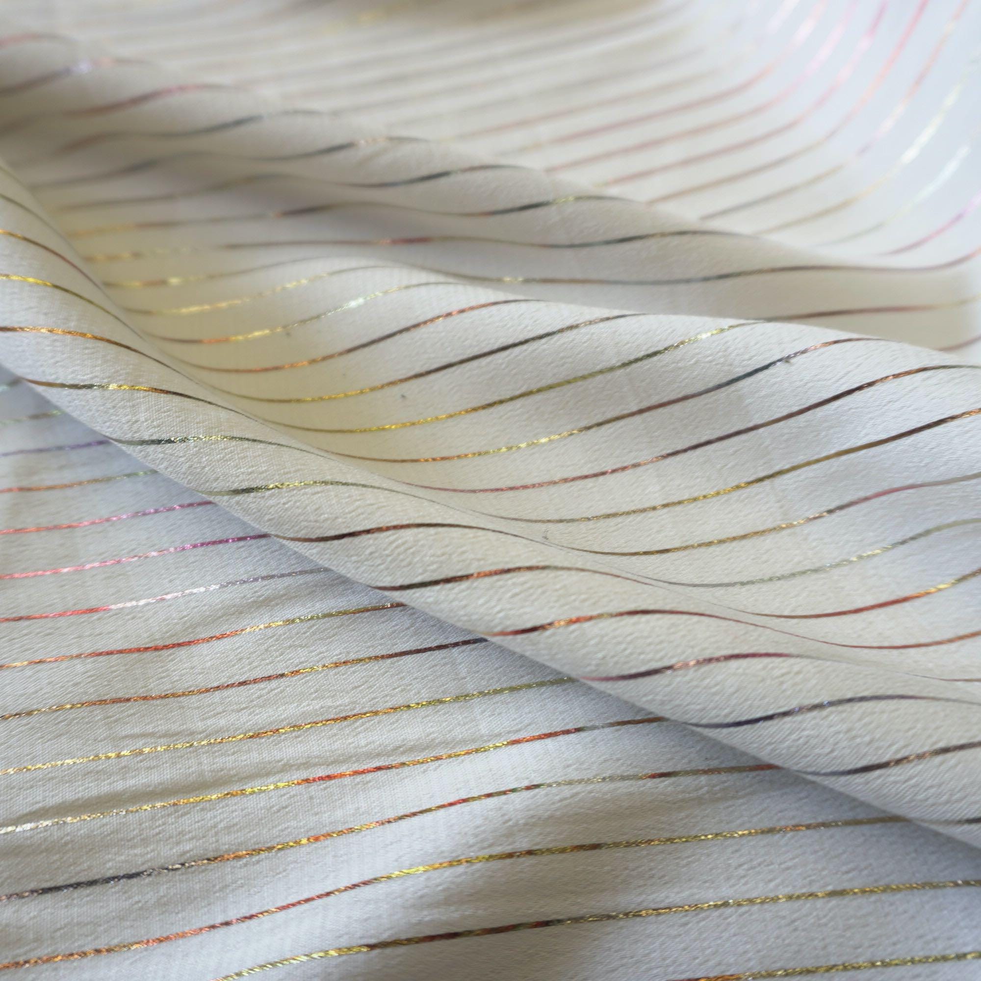 Metallic pin stripe viscose crepe fabric