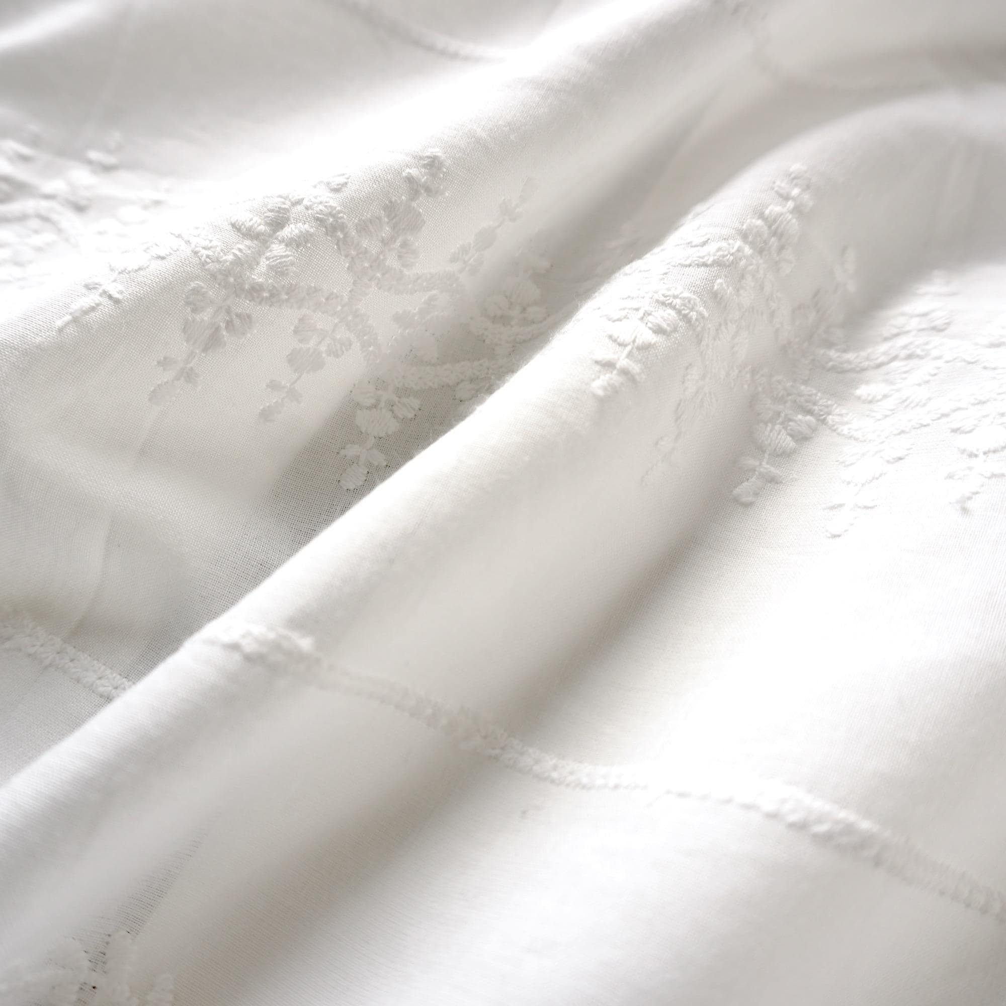 New Ivory White Cotton Embroidery Fabric
