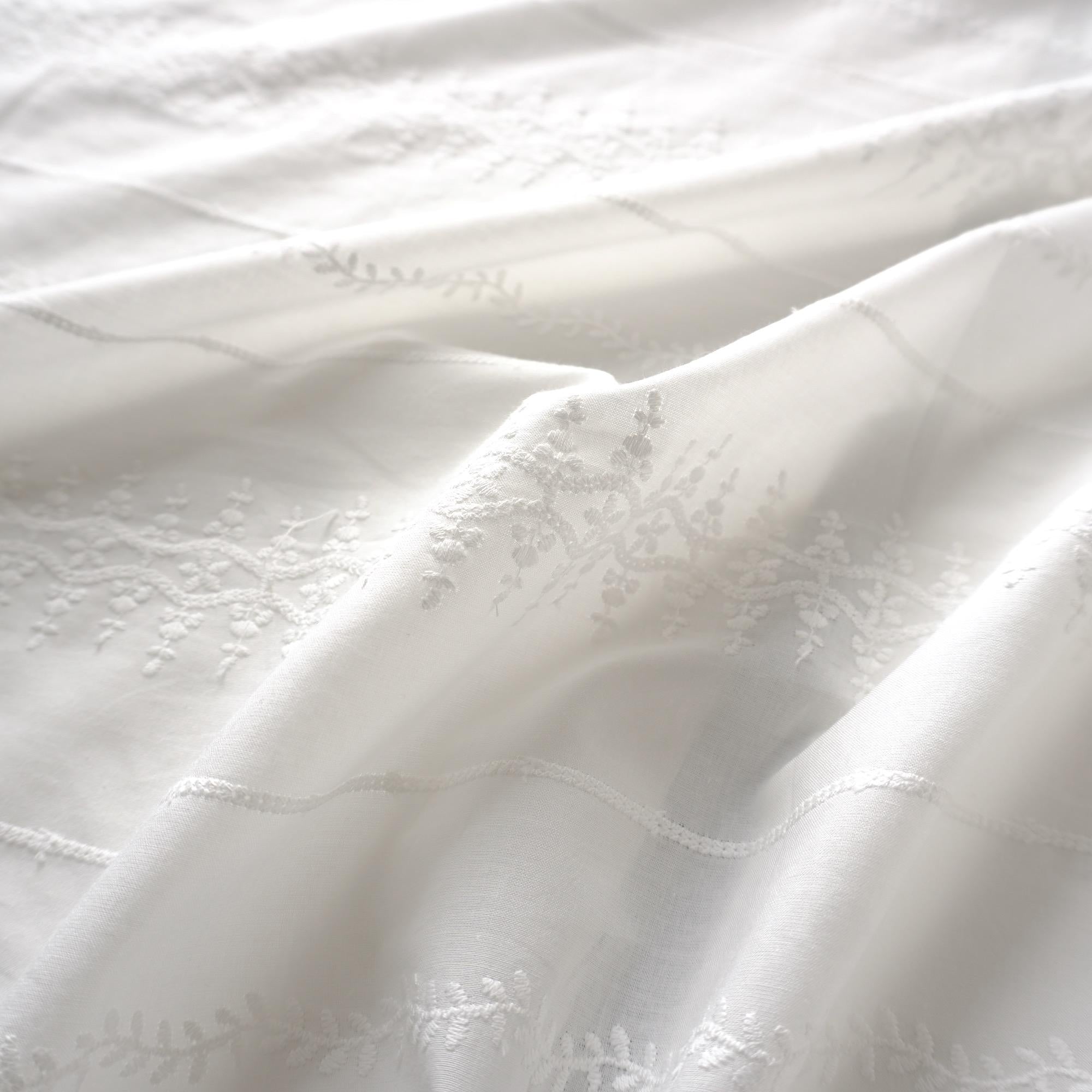 New Ivory White Cotton Embroidery Fabric