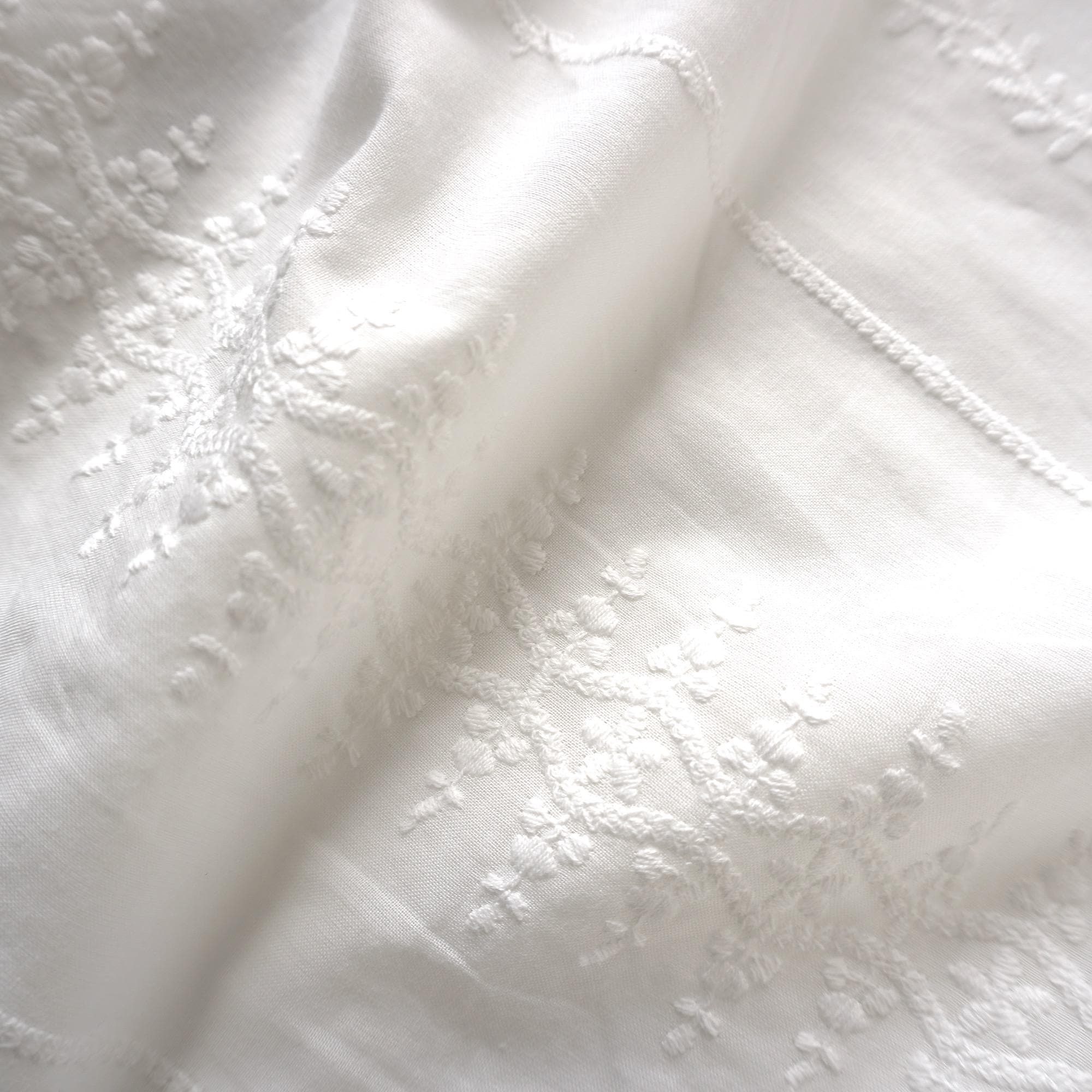 New Ivory White Cotton Embroidery Fabric