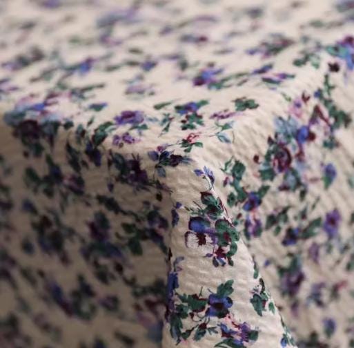 Lilac lover ditsy flower seersucker fabric