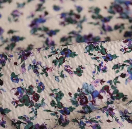 Lilac lover ditsy flower seersucker fabric
