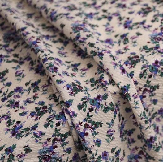 Lilac lover ditsy flower seersucker fabric