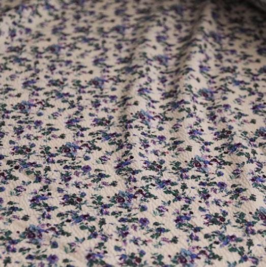 Lilac lover ditsy flower seersucker fabric