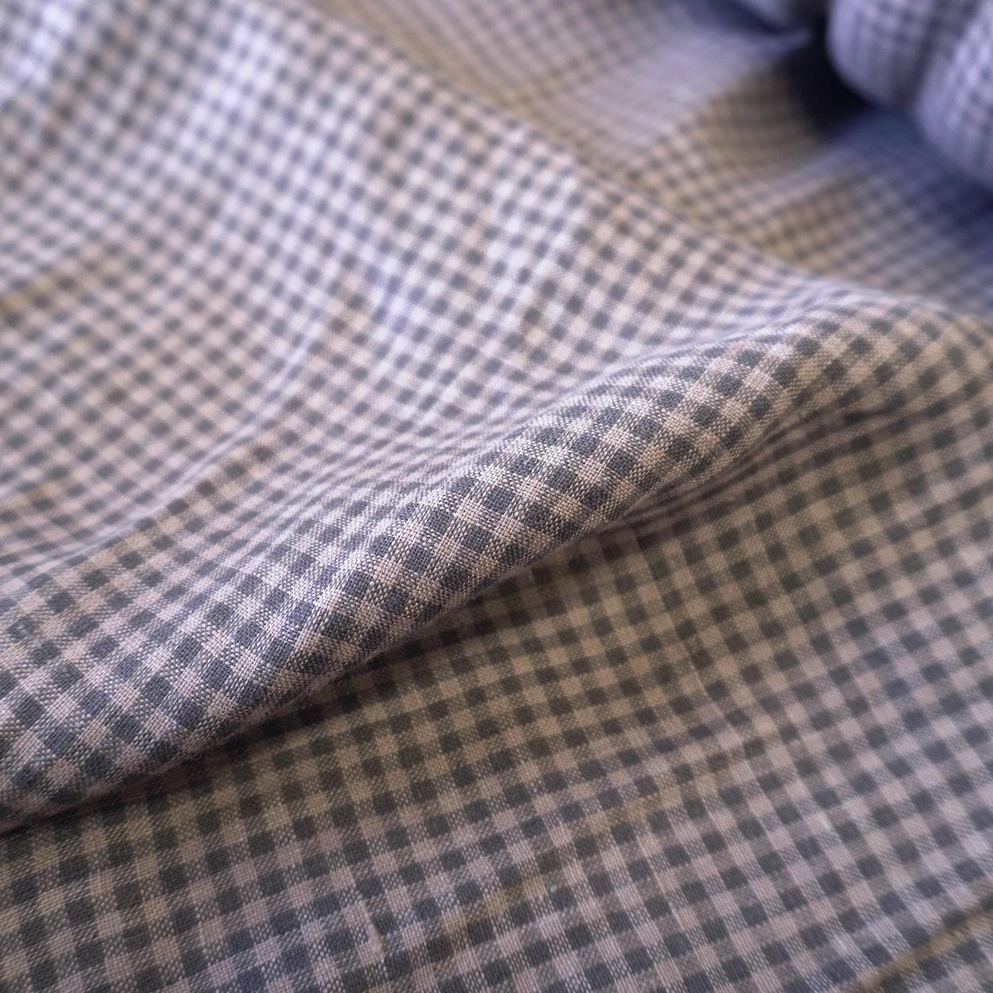 Washed Yarn dyed Linen gingham - Grey