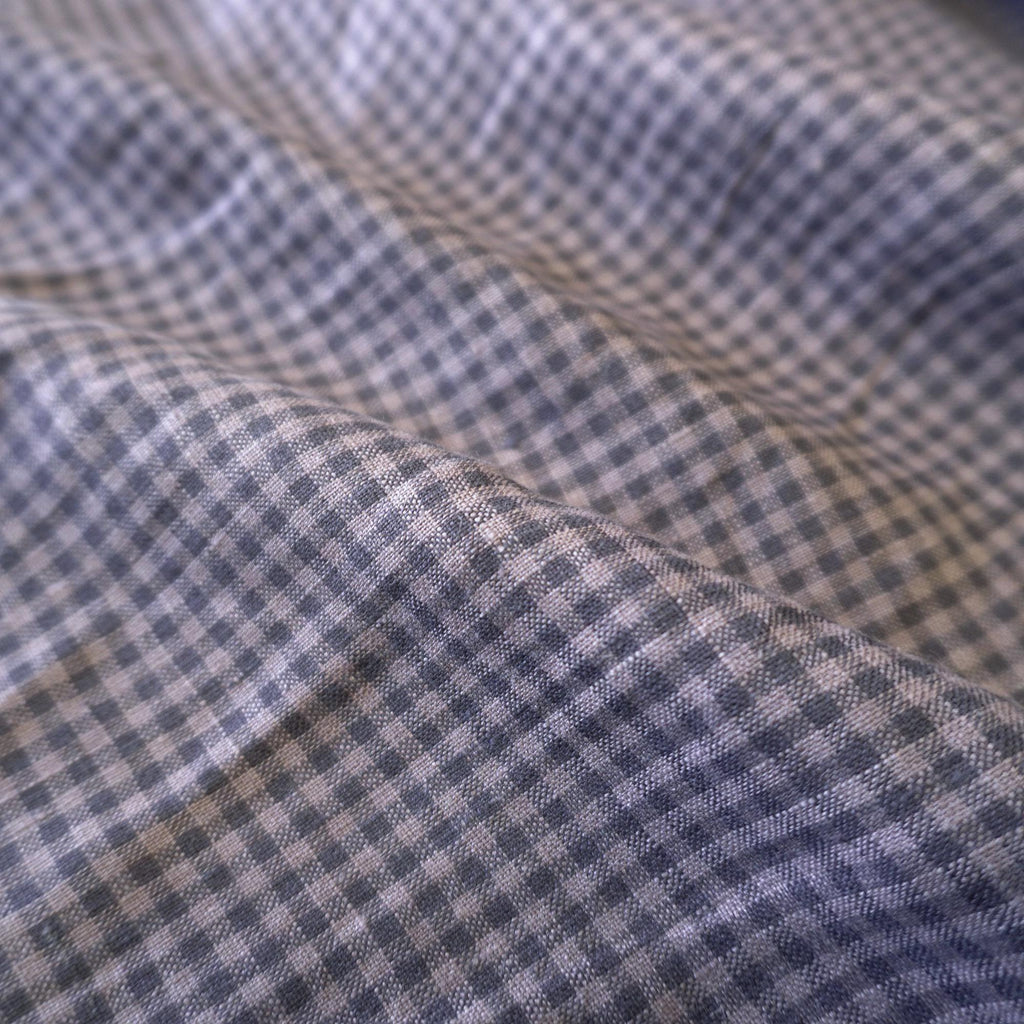Washed Yarn dyed Linen gingham - Grey