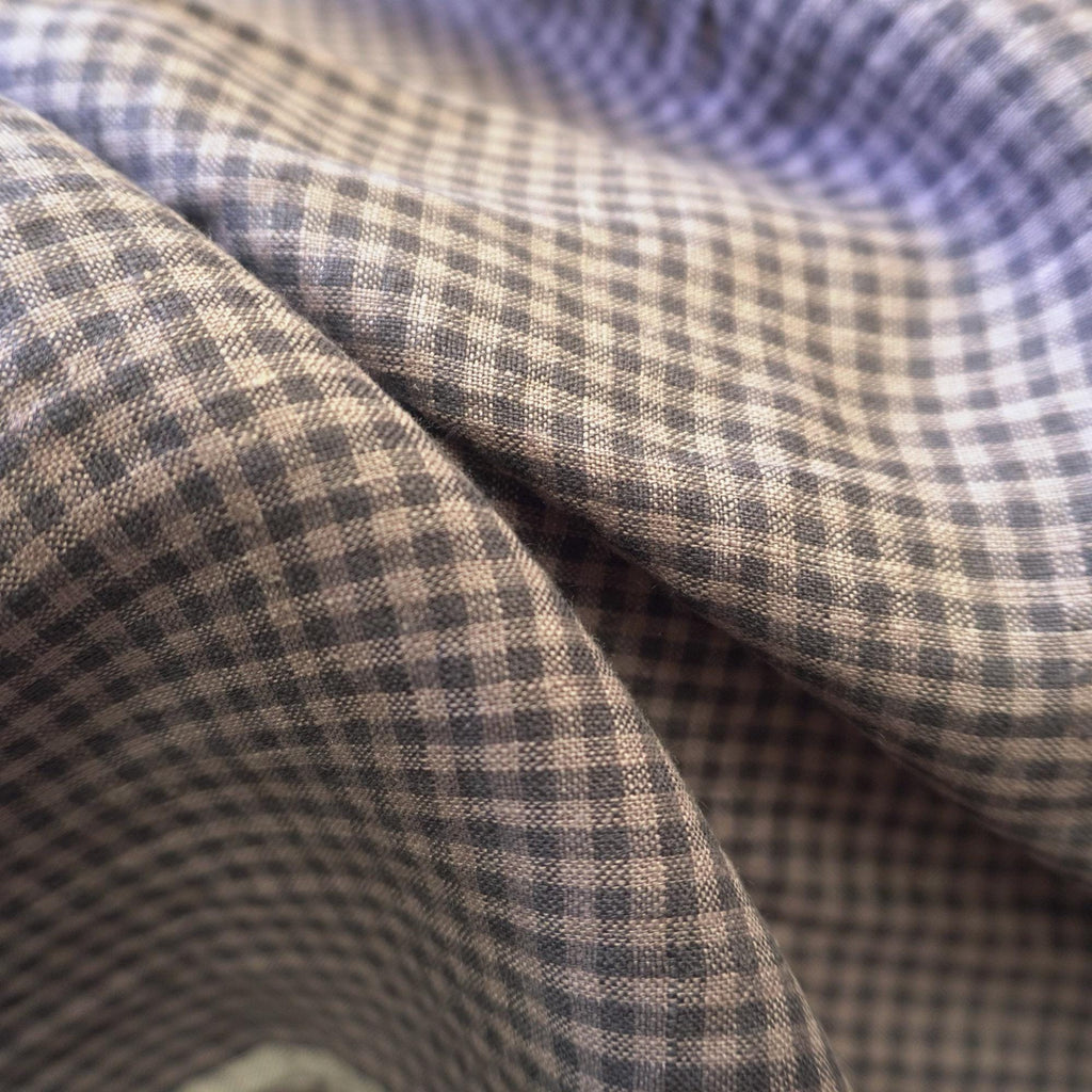 Washed Yarn dyed Linen gingham - Grey
