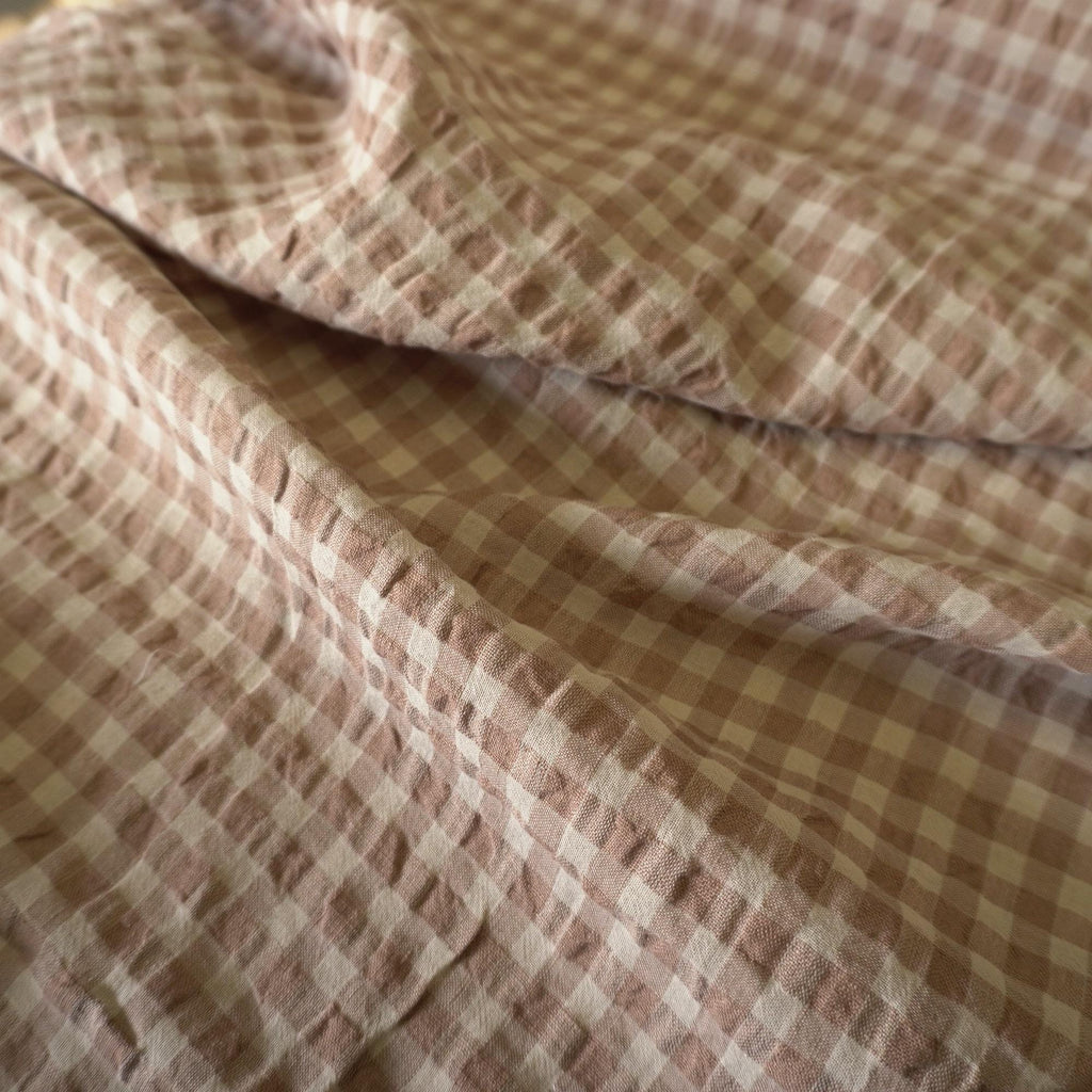 Yarn dyed linen crinkled gingham – Beige