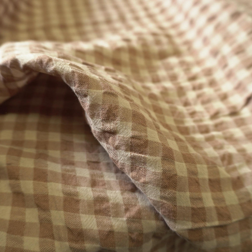 Yarn dyed linen crinkled gingham – Beige