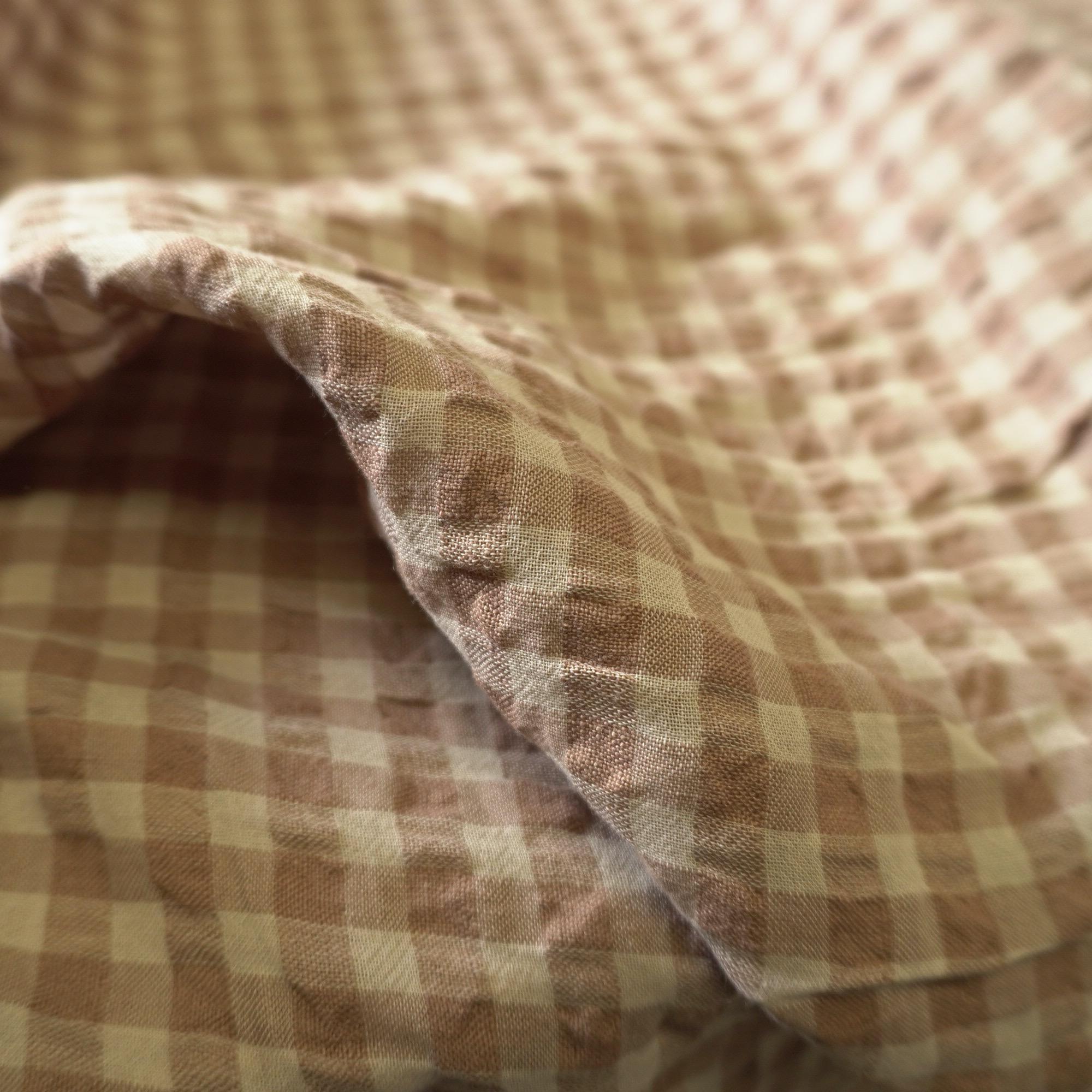 Yarn dyed linen crinkled gingham – Beige